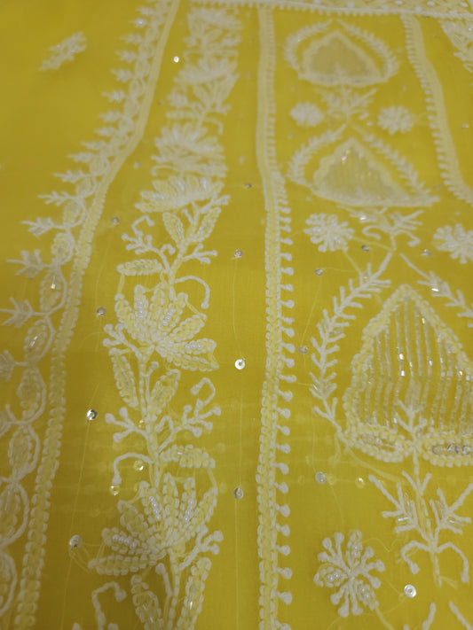 Pure Organza Silk 2-Piece Suit Set (Bright Mango Yellow) (PS025)