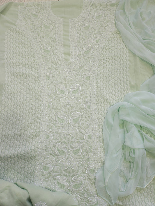 Cotton 3-Piece Suit (Light Sage Green) (PS057)