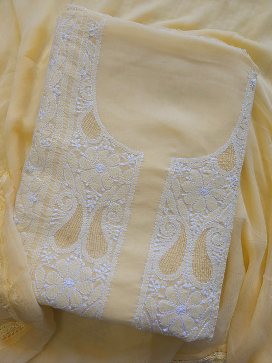 Cotton Voil 3-Piece Suit (Butter Yellow) (PS063)