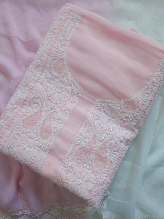 Cotton Voil 3-Piece Suit (Pink) (PS064)