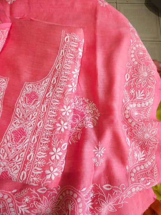 Moonga Silk 2-Piece Suit (Gajari Pink)