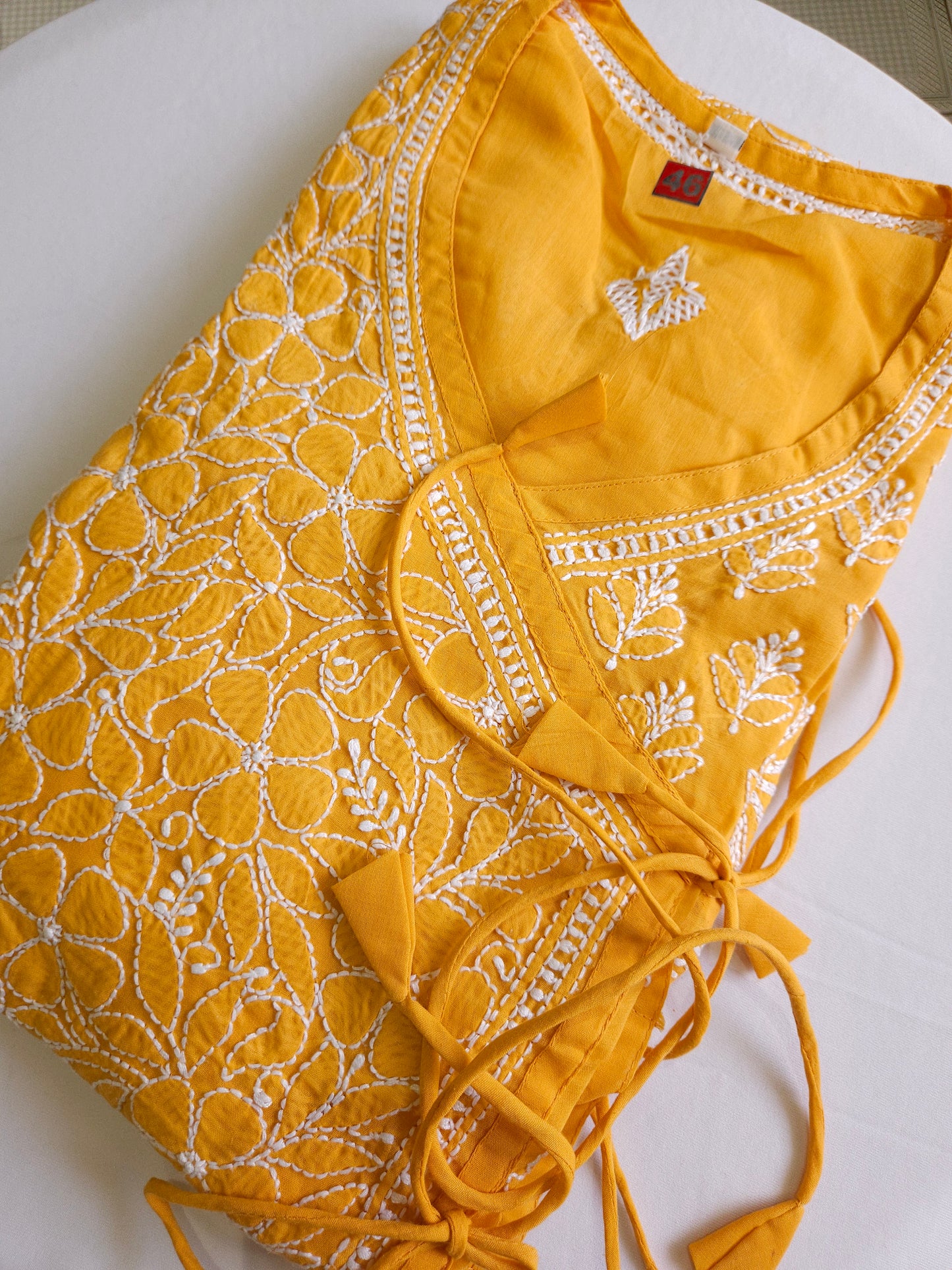 Soft Cotton Voil Angrakha Kurti (Mustard)