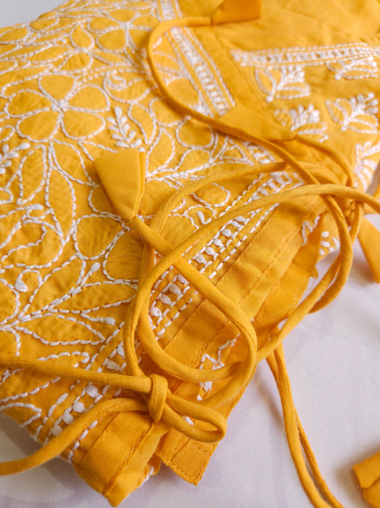 Soft Cotton Voil Angrakha Kurti (Mustard)