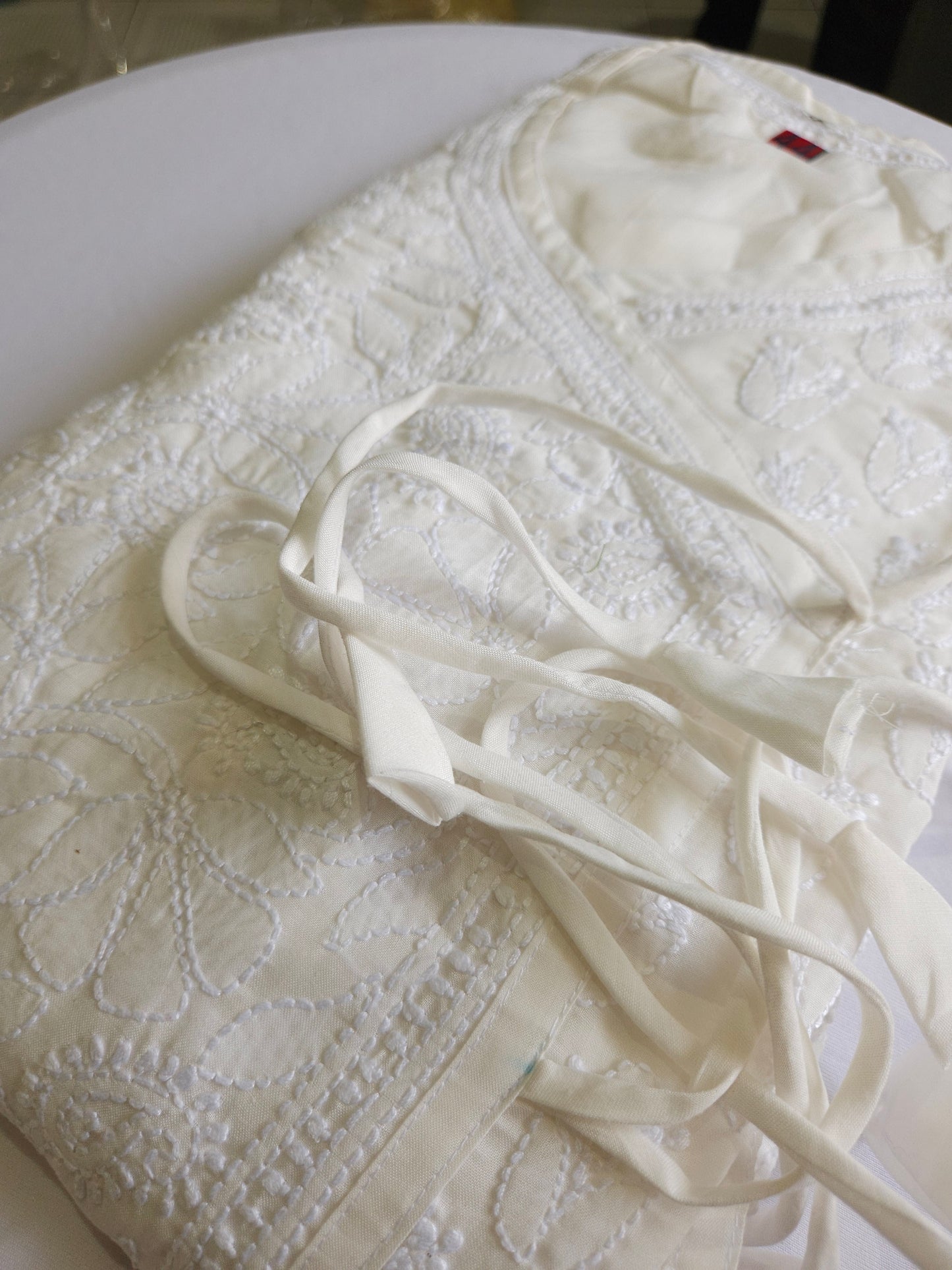 Soft Cotton Voil Angrakha Kurti (White)