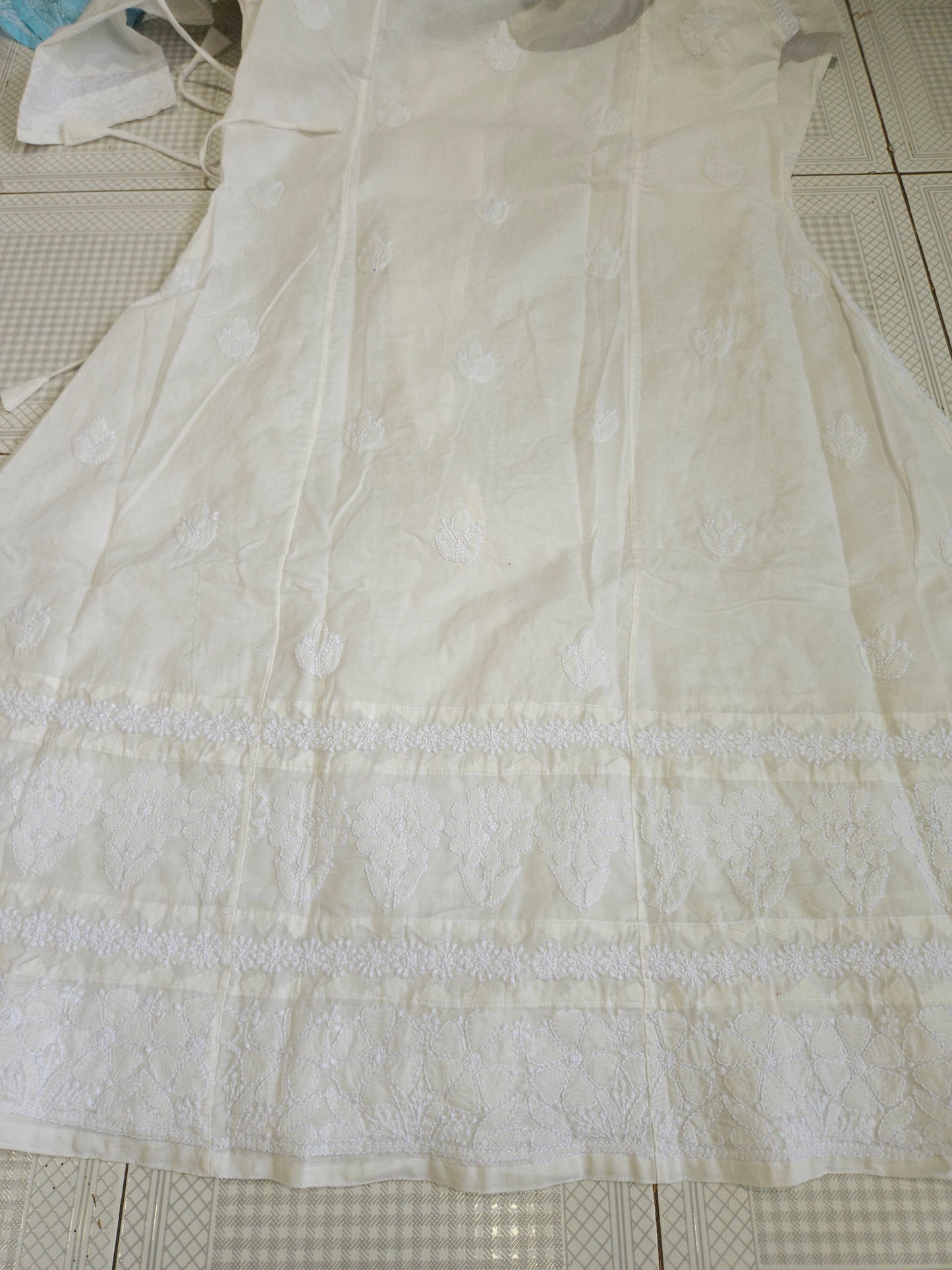 Soft Cotton Voil Angrakha Kurti (White)