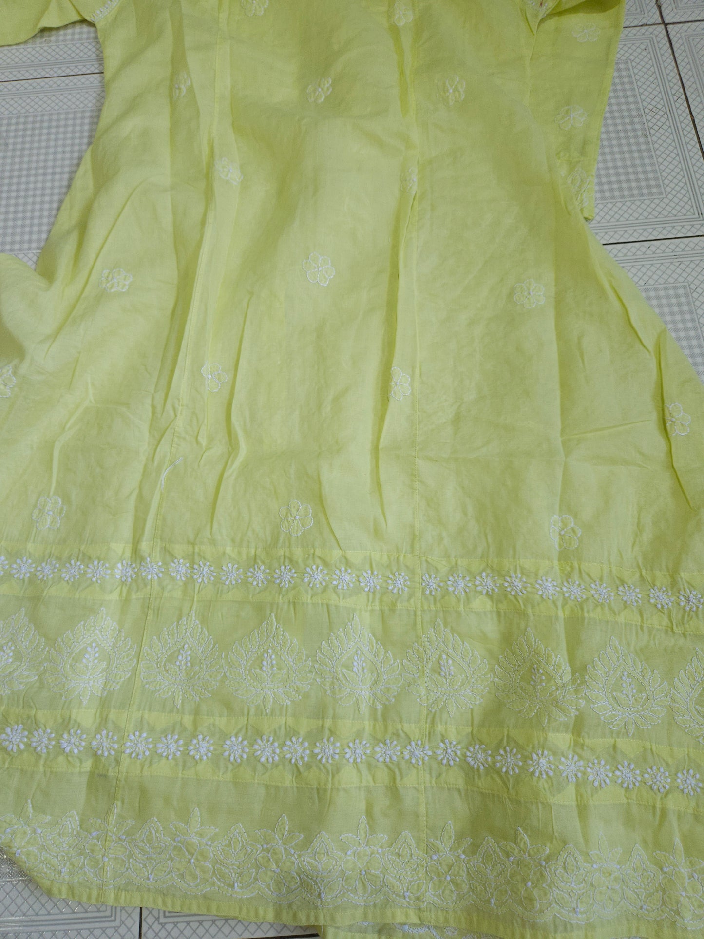 Soft Cotton Voil Angrakha Kurti (Mint Green)