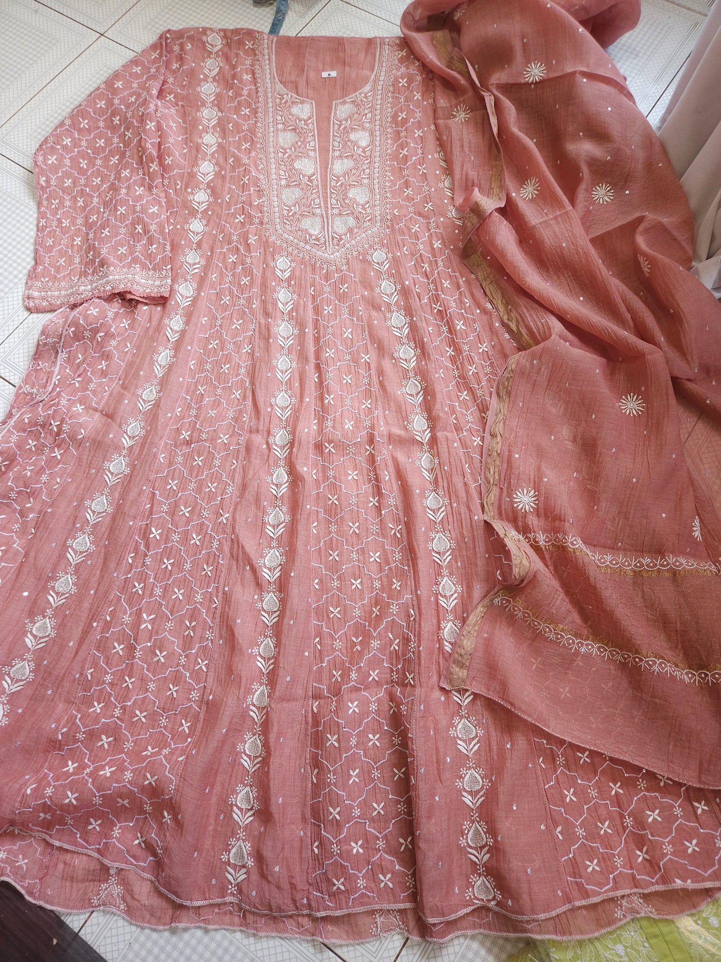 Malmal Chanderi 2piece Anarkali Ser