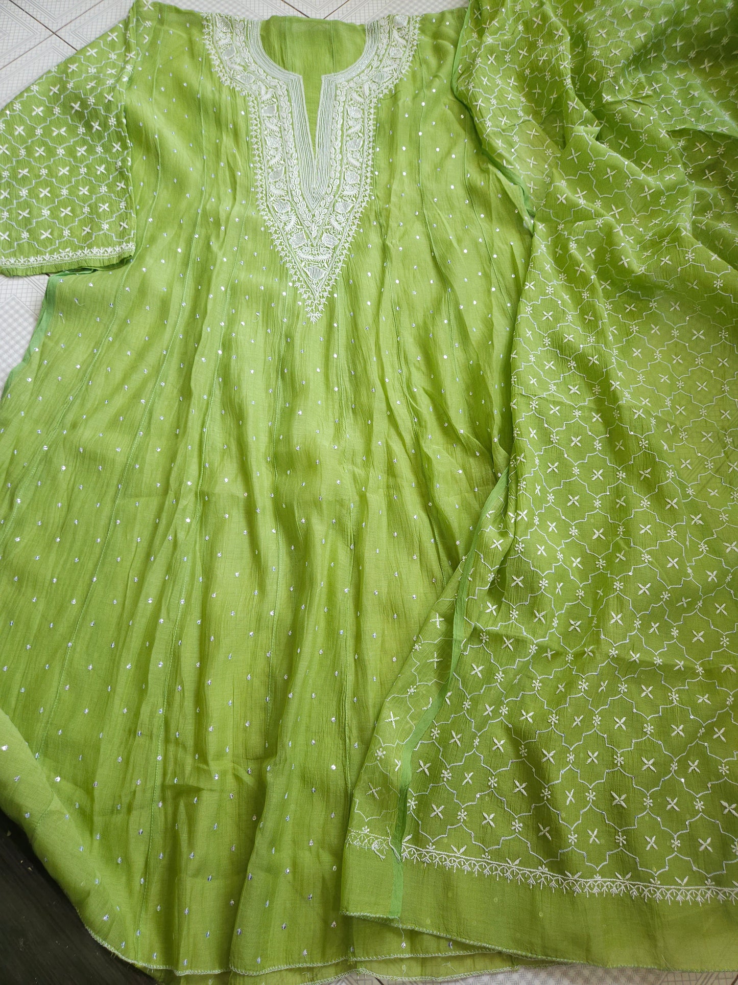 Malmal Chanderi 2Piece Anarkali Set