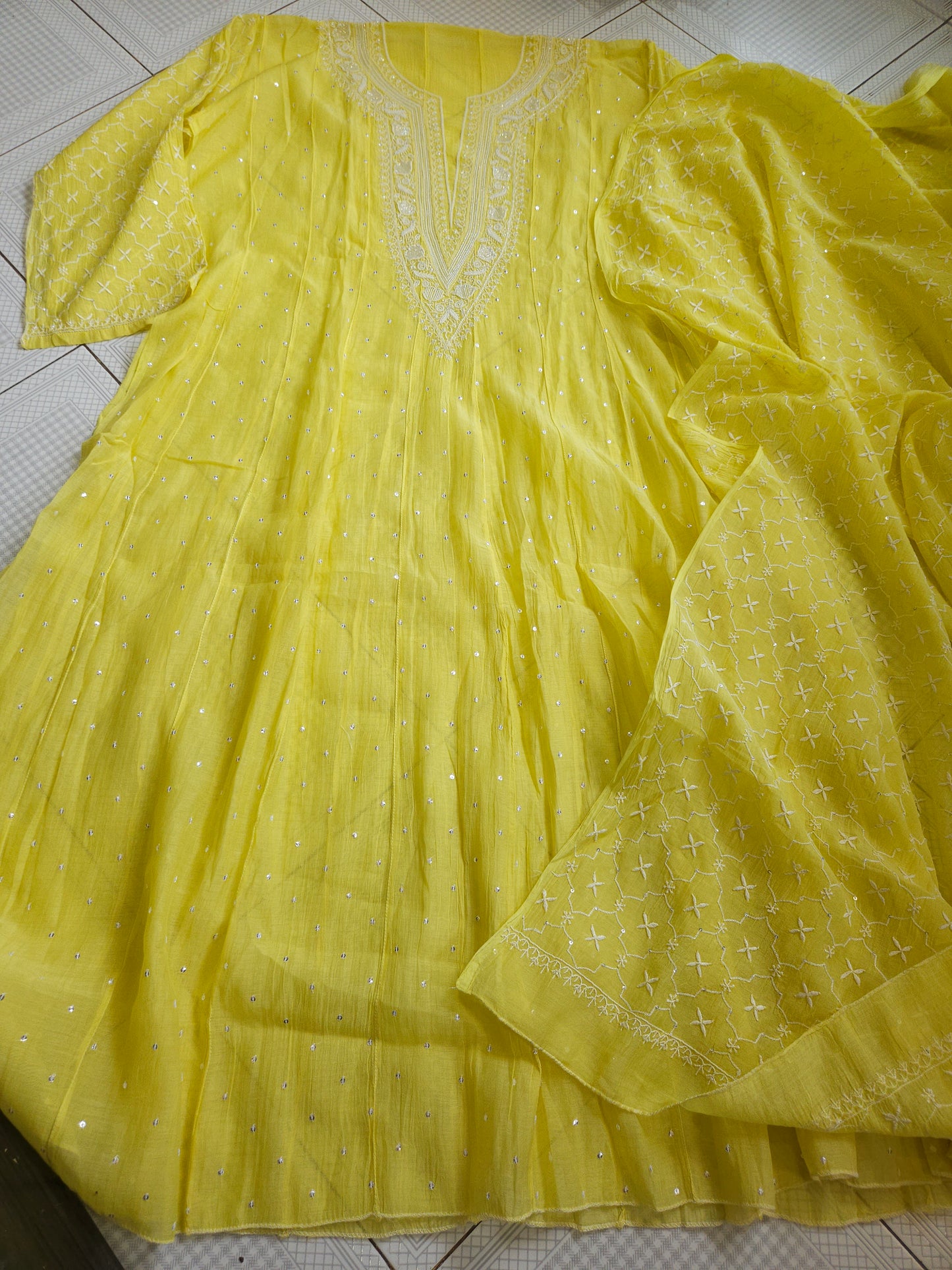 Malmal Chanderi 2Piece Anarkali Set