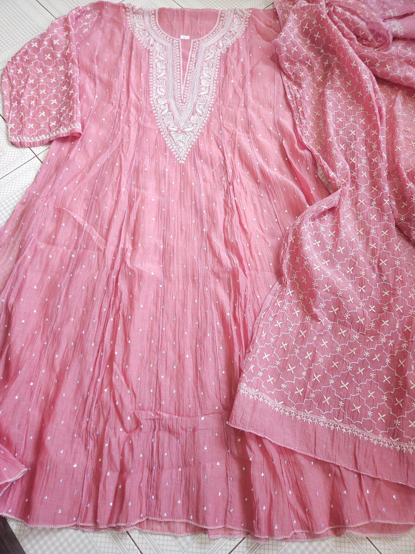 Malmal Chanderi 2Piece Anarkali Set