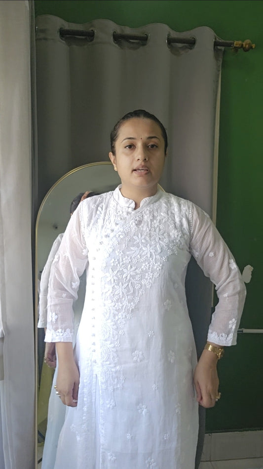 Kota Cotton Stitched Kurti (White) (PS001)