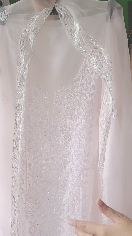 Organza Silk 2-Piece Set (Nude Pink)