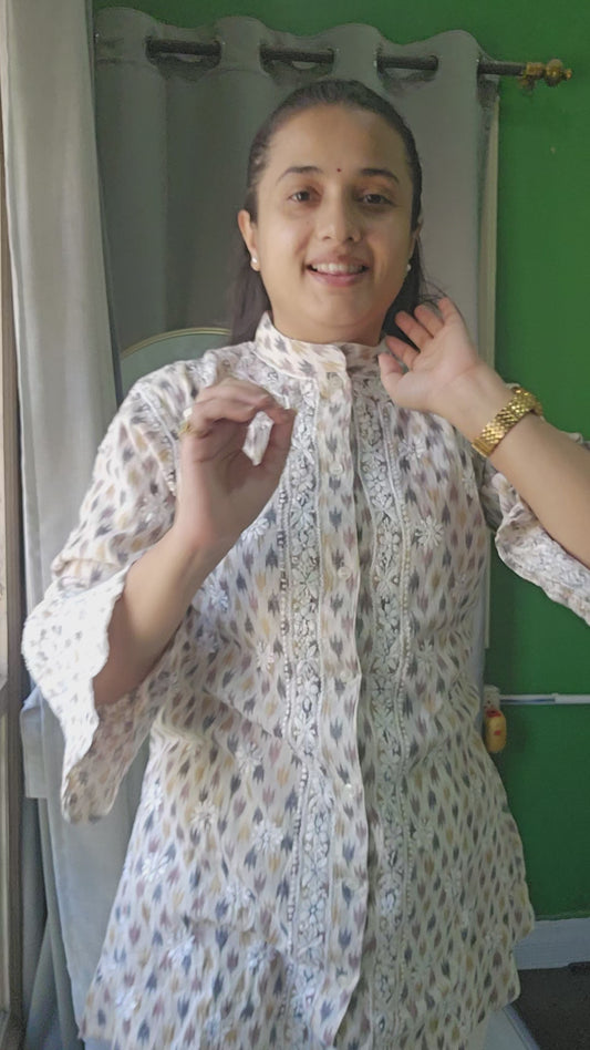 Khadi Cotton Chikankari 2-Piece Coord Set (PSC185)