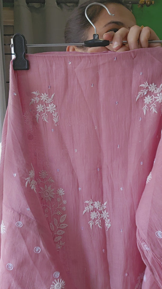 Product Code MCS011 Malmal Chanderi Semistitched Set