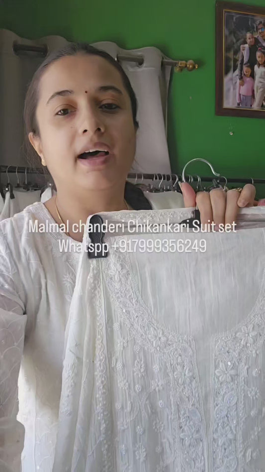 Malmal Chanderi Heavy Chikankari suit (PSC042)