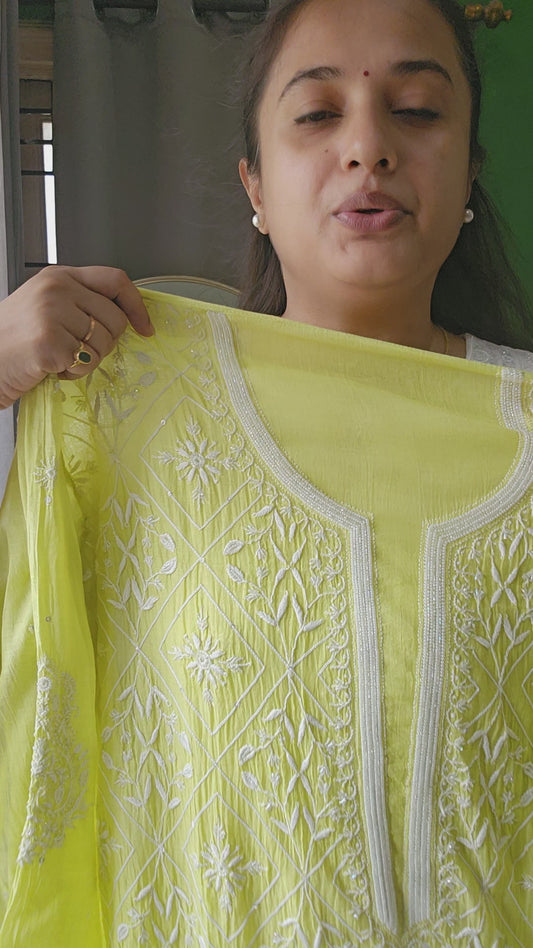 Product Code MCS015 Malmal Chanderi Semistitched Set