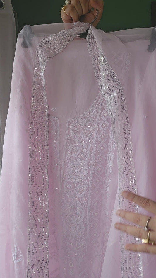 Organza Silk 2-Piece Set (Baby Pink)