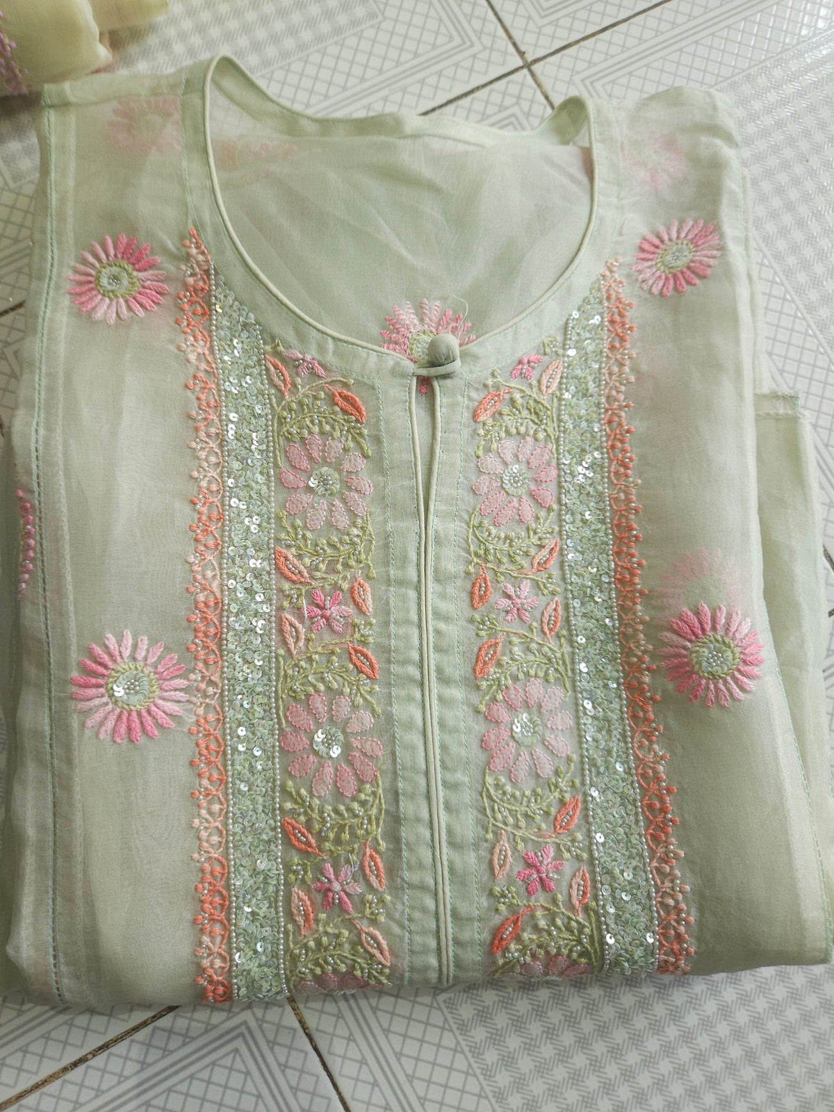 2Piece Organza Silk Chikankari Suit Set PSC167