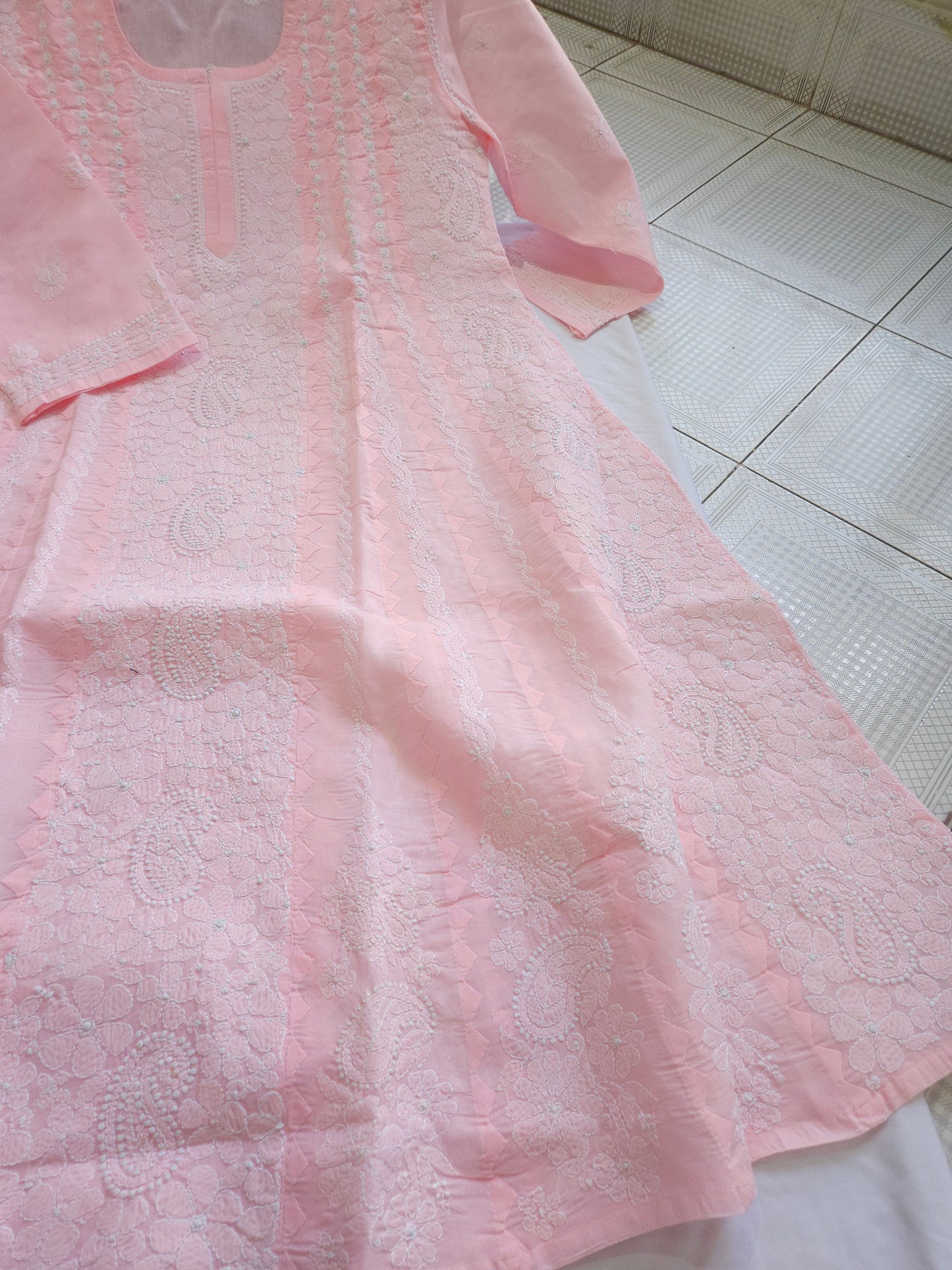 Cotton Voil Heavy Daraz Chikankari Anarkali Stitched