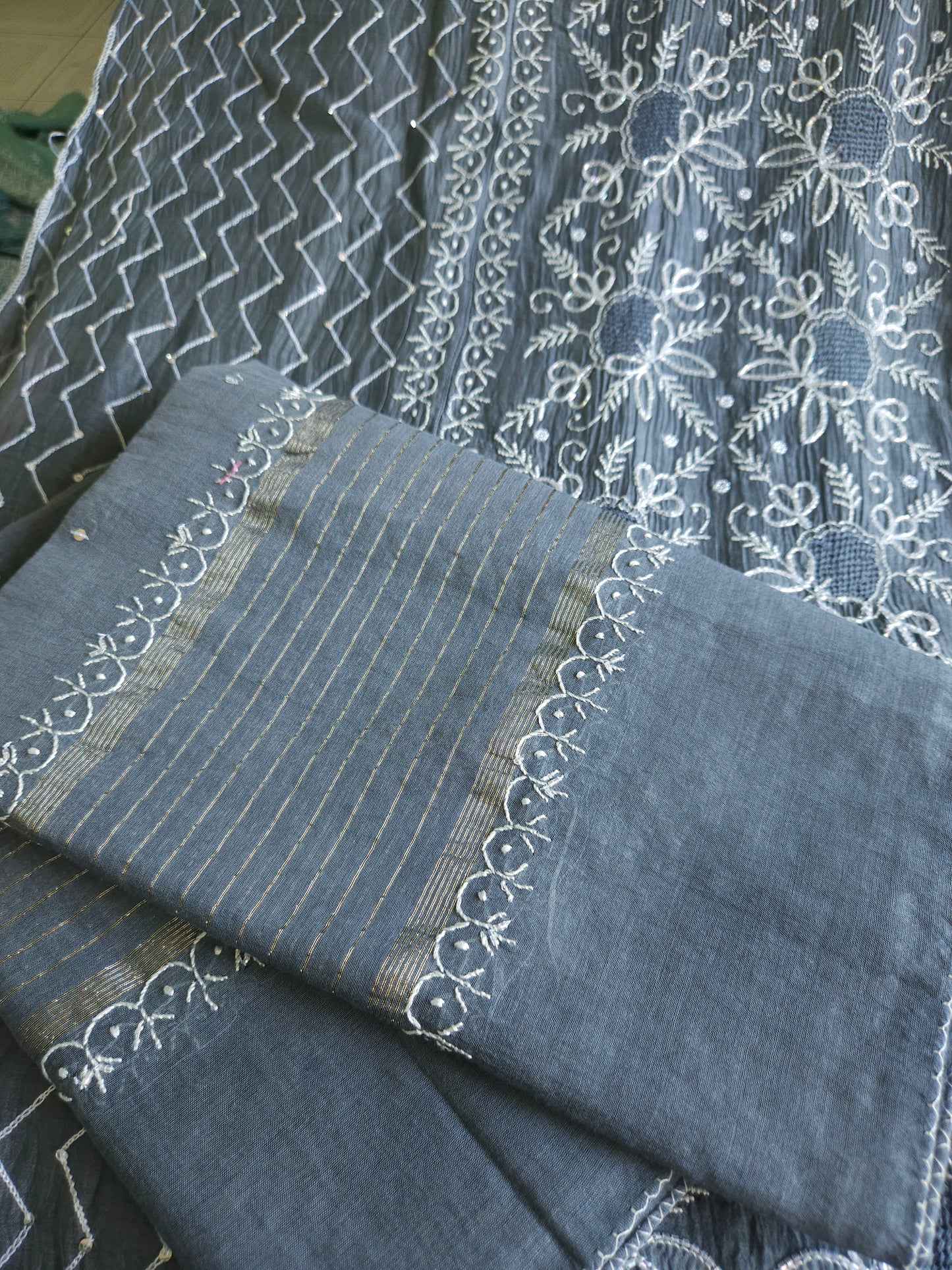 Malmal Chanderi 2Piece Semistiched Suit