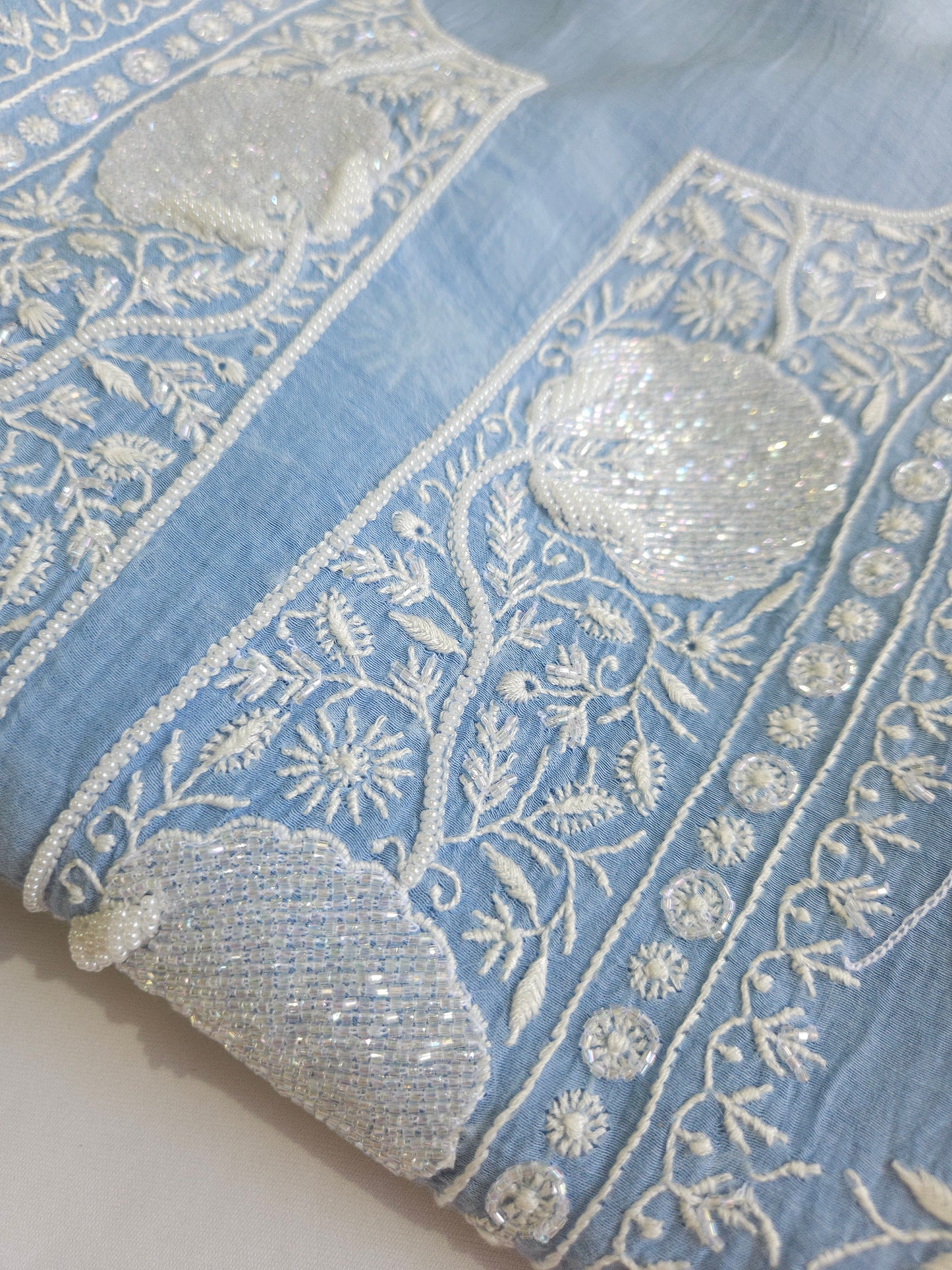 Malmal Chanderi Full Jaal 2Piece Semistiched Suit