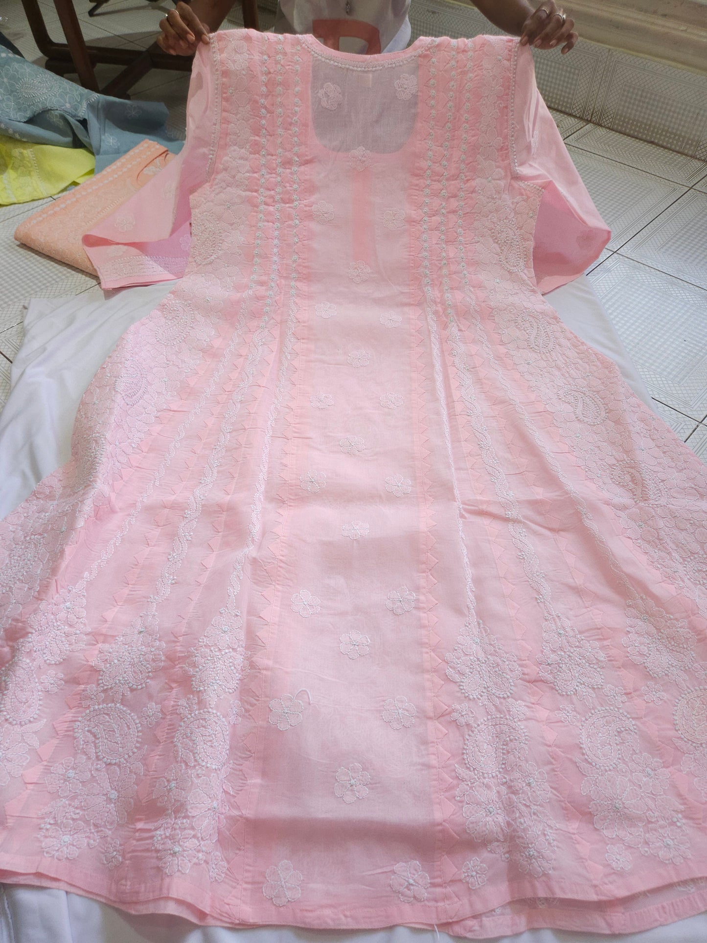 Cotton Voil Heavy Daraz Chikankari Anarkali Stitched