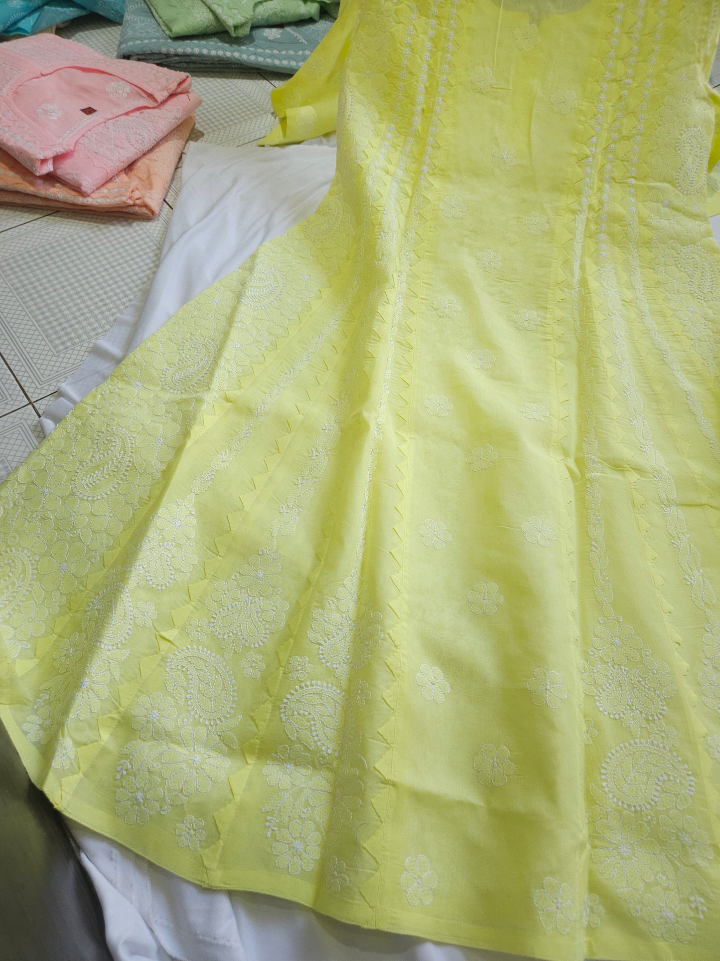 Cotton Voil Heavy Daraz Chikankari Anarkali  Stitched