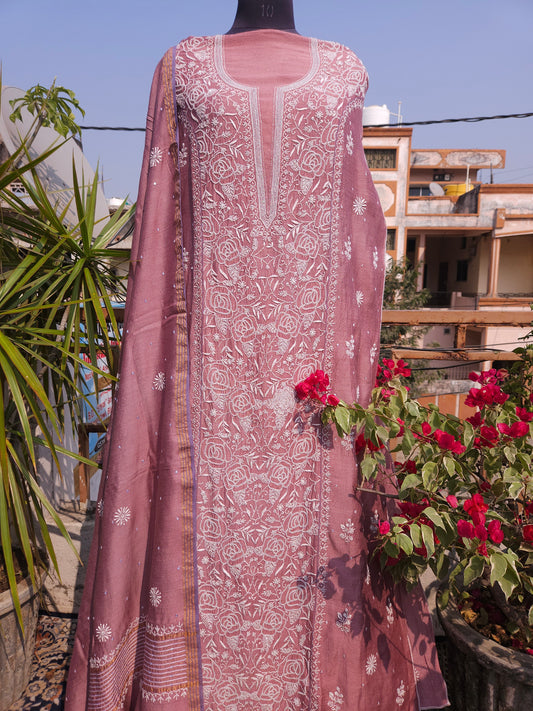 Moonga Silk Chikankari 2-Piece Set (PSC034)