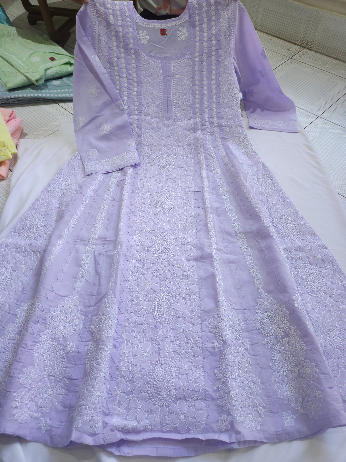 Cotton Voil Heavy Daraz Chikankari Anarkali Stitched