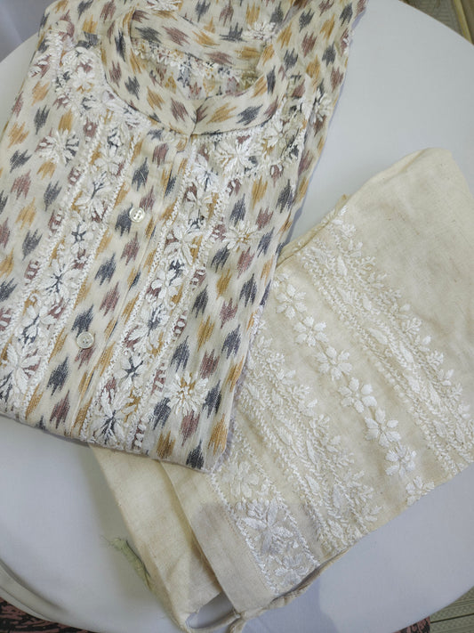 Khadi Cotton Chikankari 2-Piece Coord Set (PSC185)