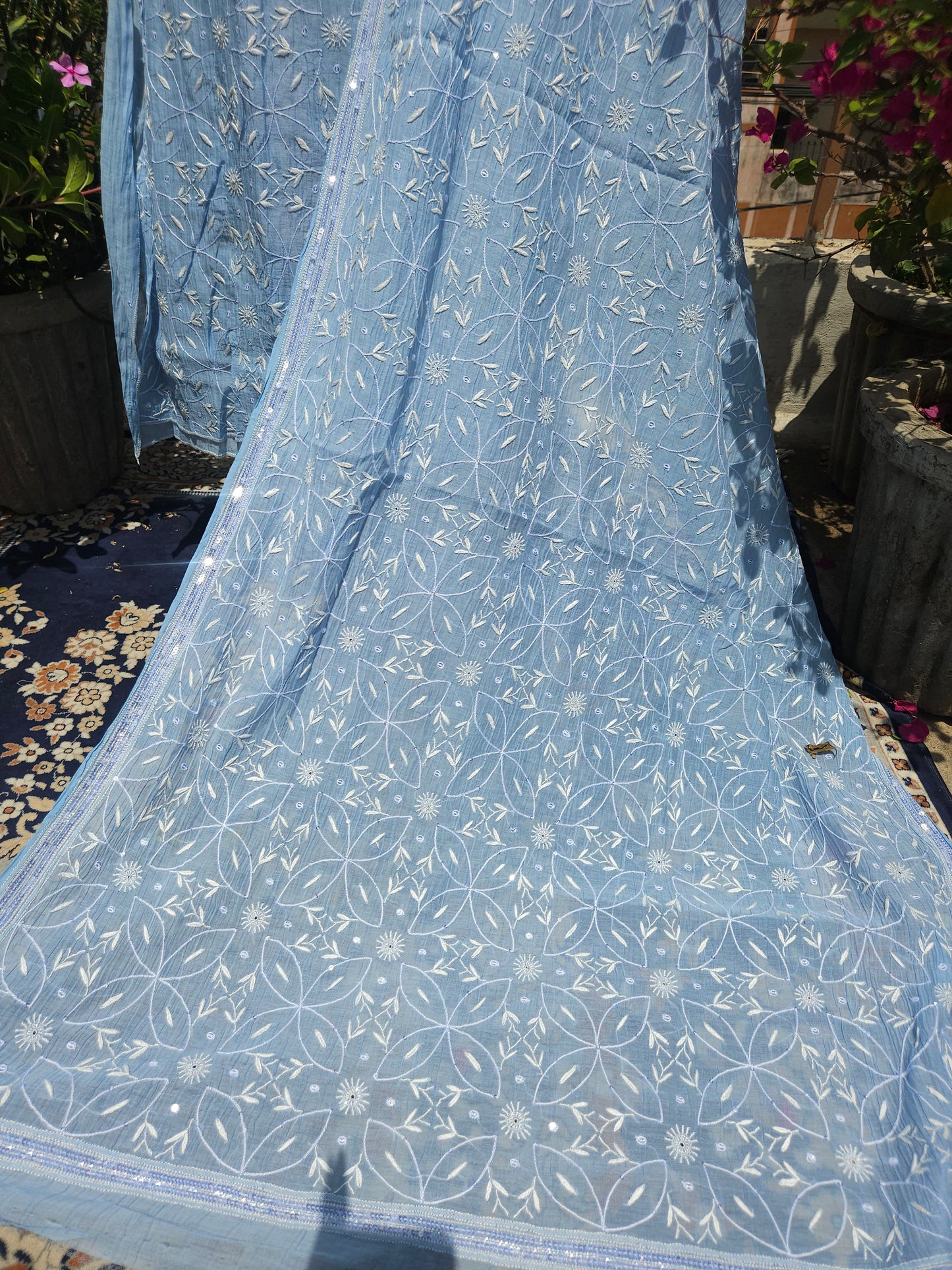 Malmal Chanderi Full Jaal 2Piece Semistiched Suit