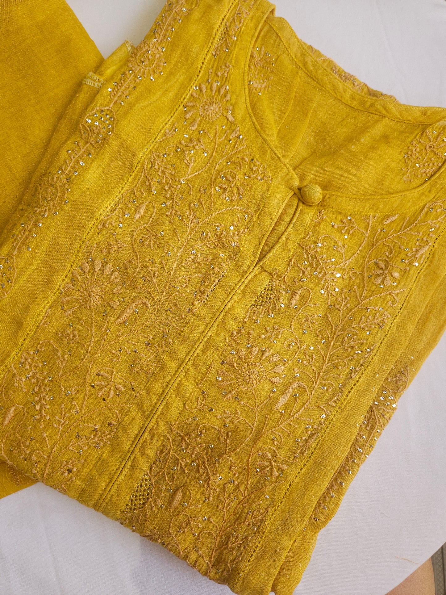 Pure Zari Tissue 2Piece Semistiched Chikankari Anarkali Set