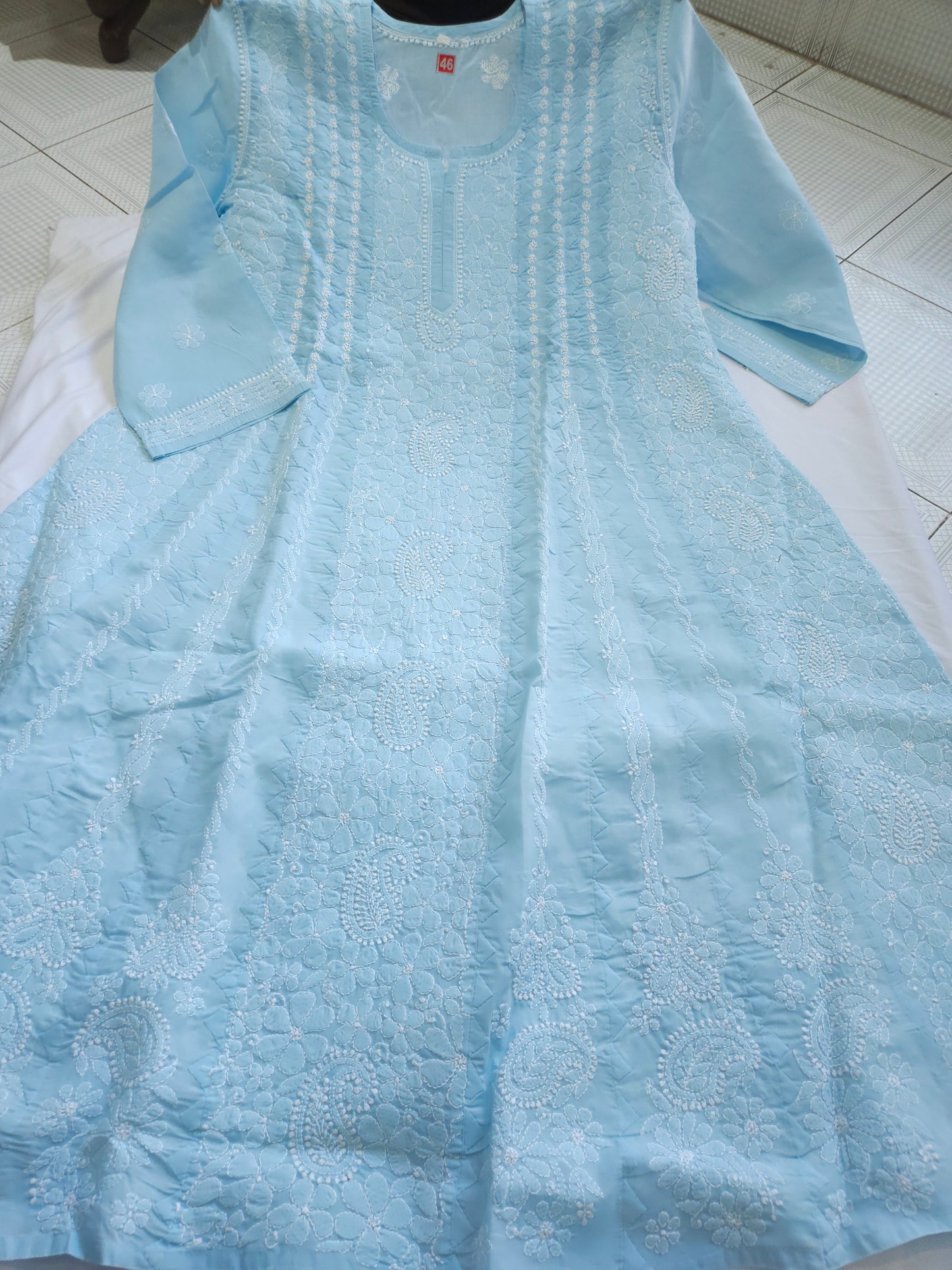 Cotton Voil Heavy Daraz Chikankari Anarkali Stitched