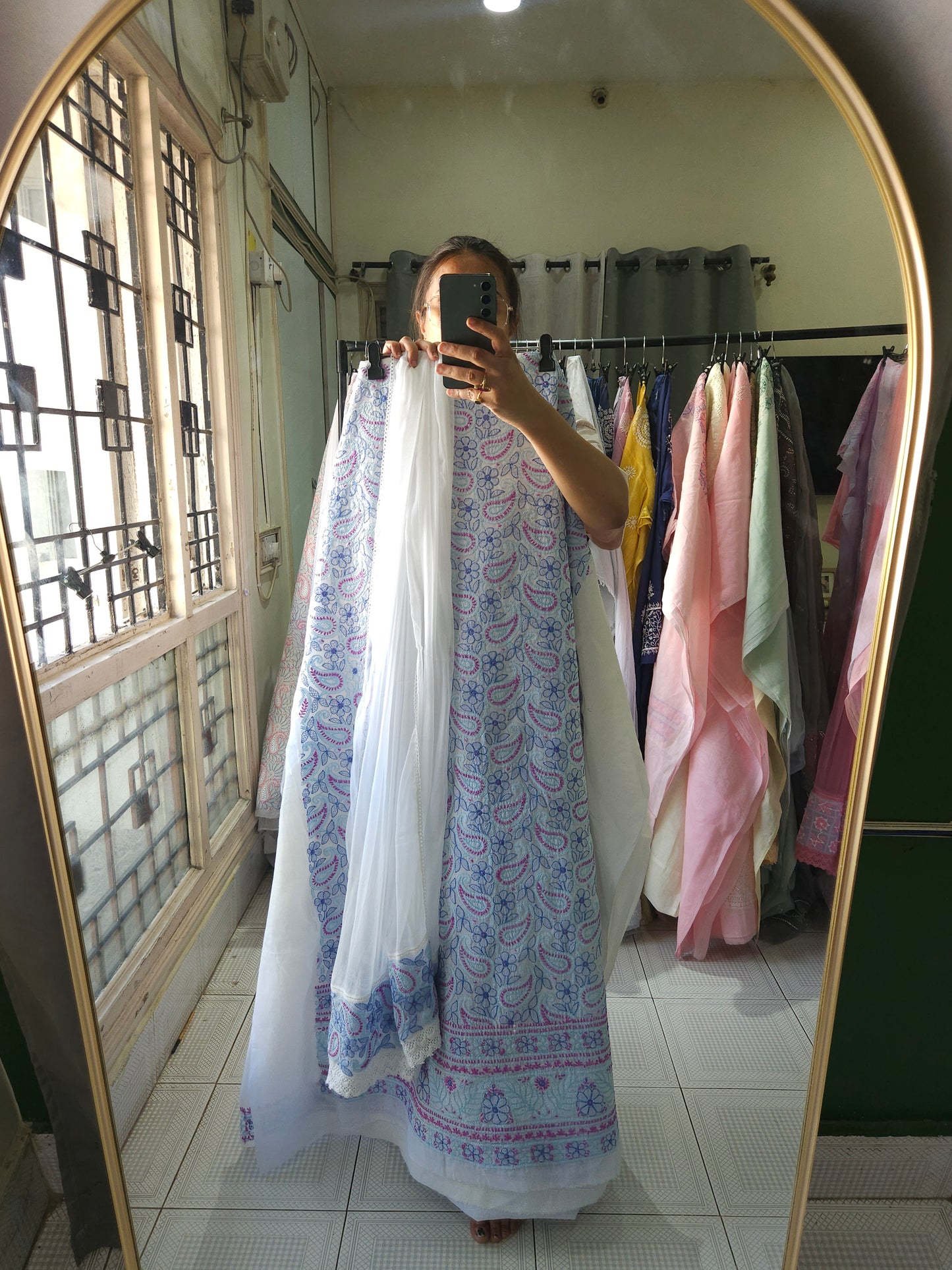 Cotton Voil 3Piece Chikankari Designer Dupatta Set