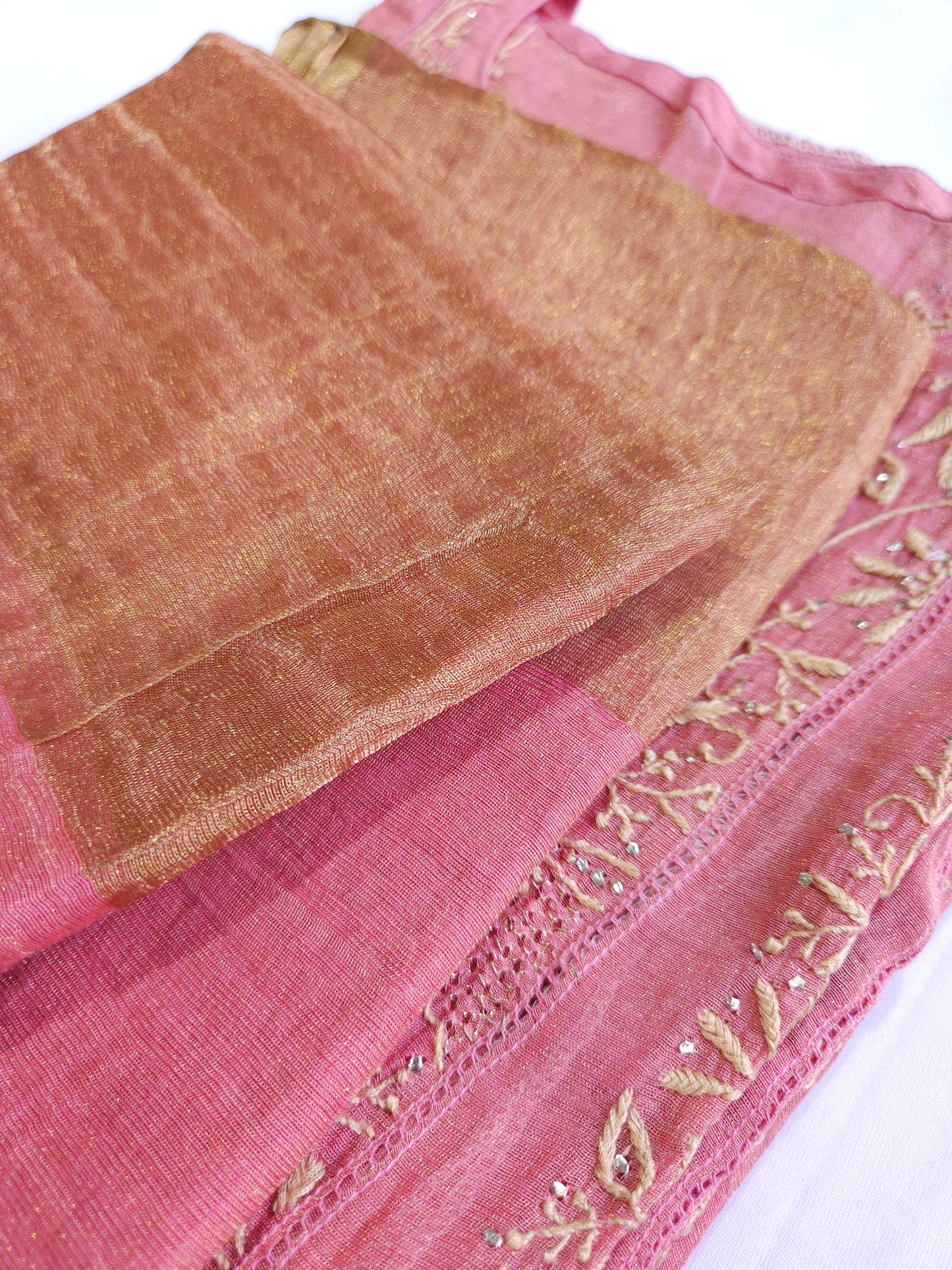 Pure Zari Tissue 2piece Aline Chikankari Suit