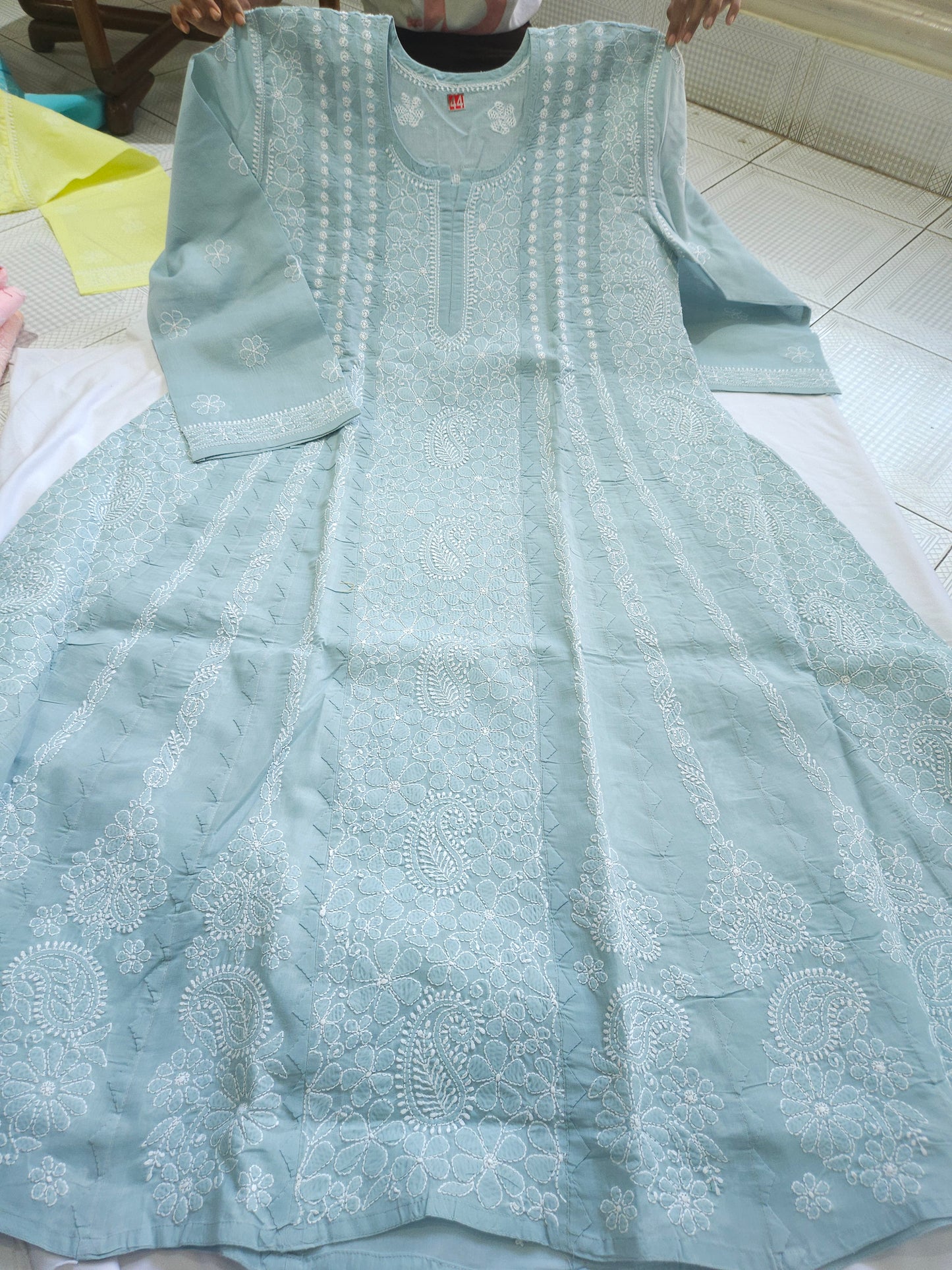 Cotton Voil Heavy Daraz Chikankari Anarkali Stitched