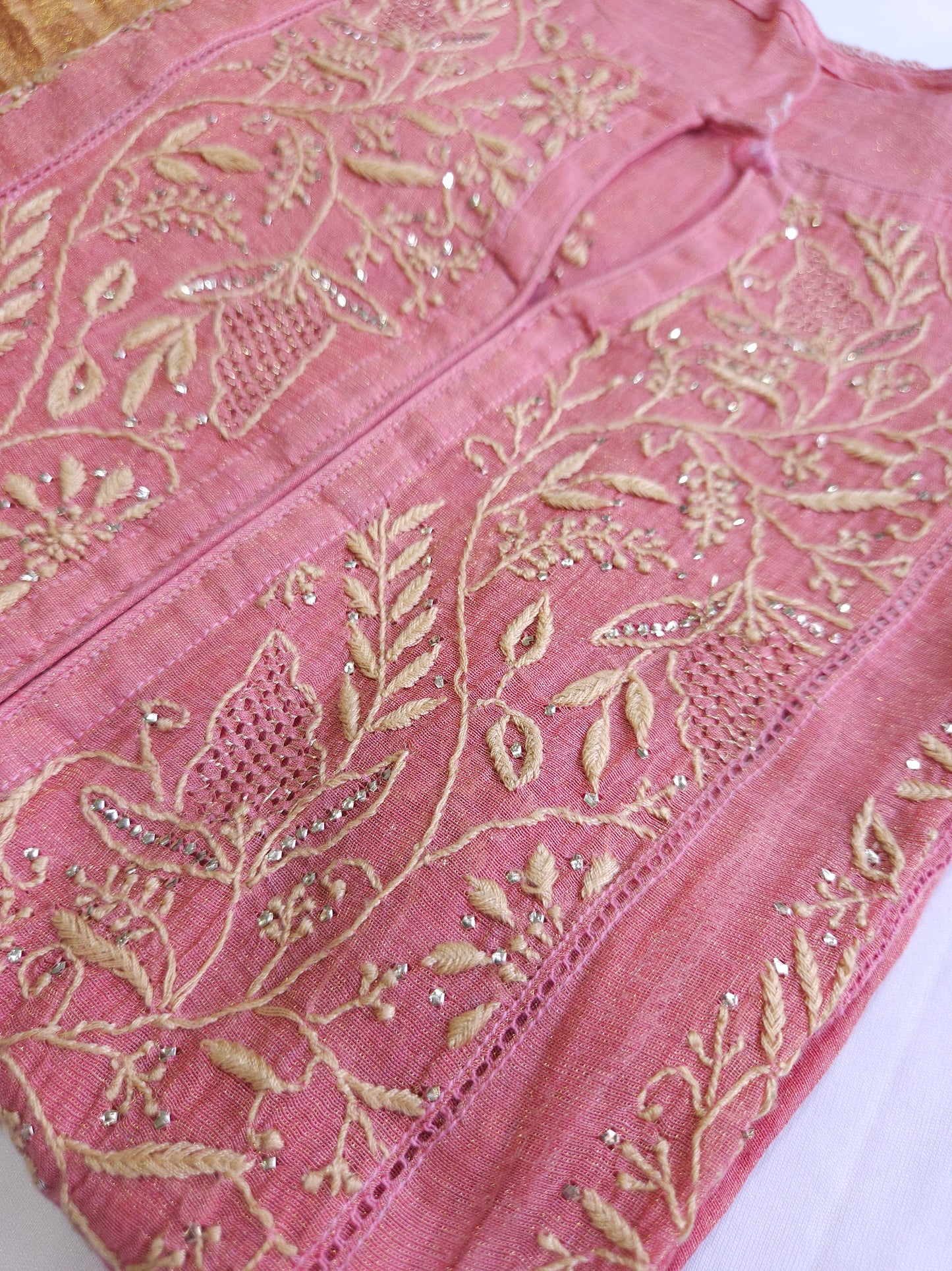 Pure Zari Tissue 2piece Aline Chikankari Suit