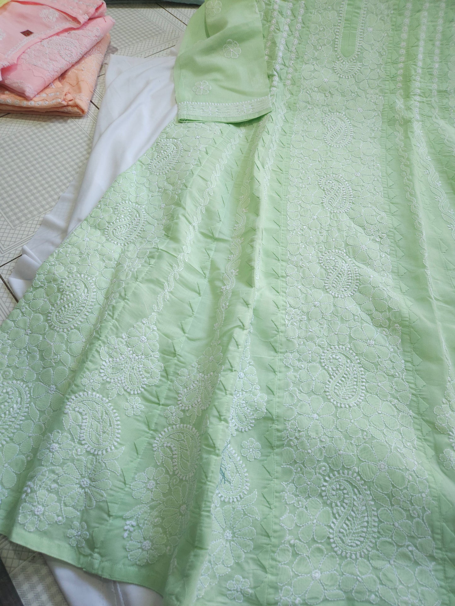 Cotton Voil Heavy Daraz Chikankari Anarkali Stitched