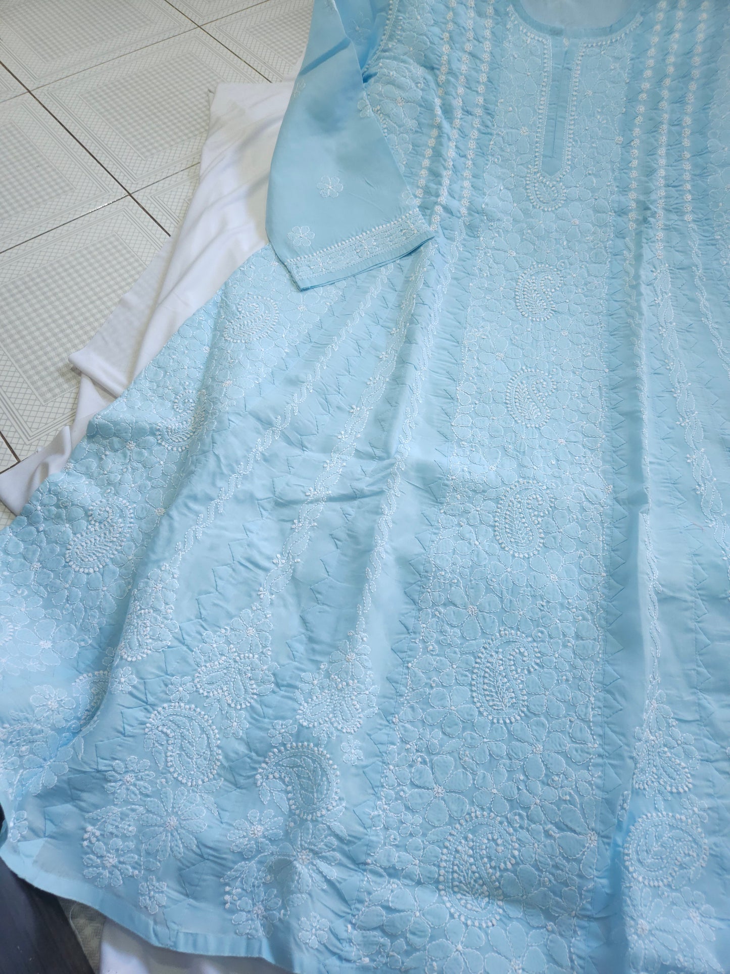 Cotton Voil Heavy Daraz Chikankari Anarkali Stitched
