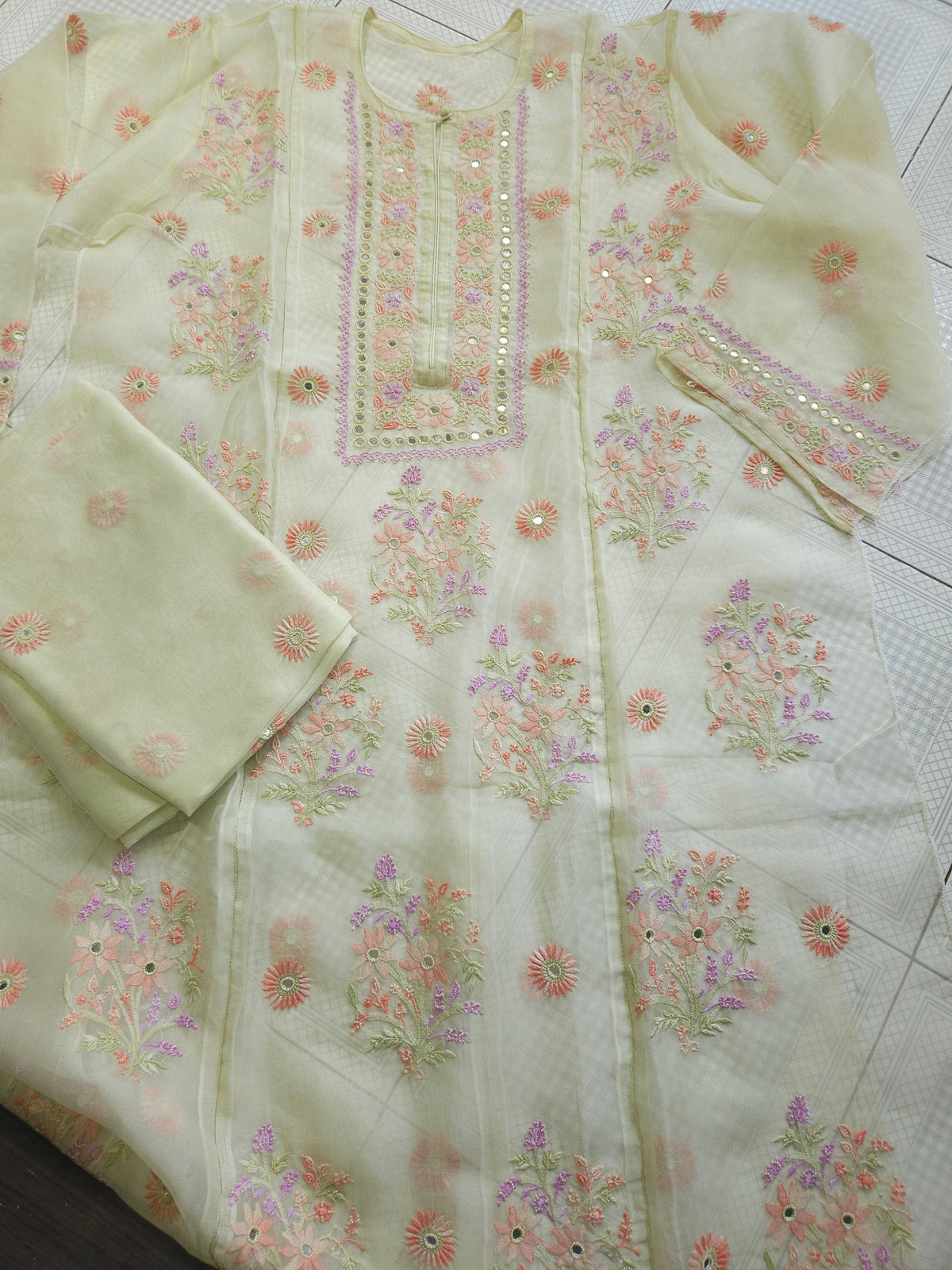 2Piece Organza Silk Chikankari Suit Set PSC167