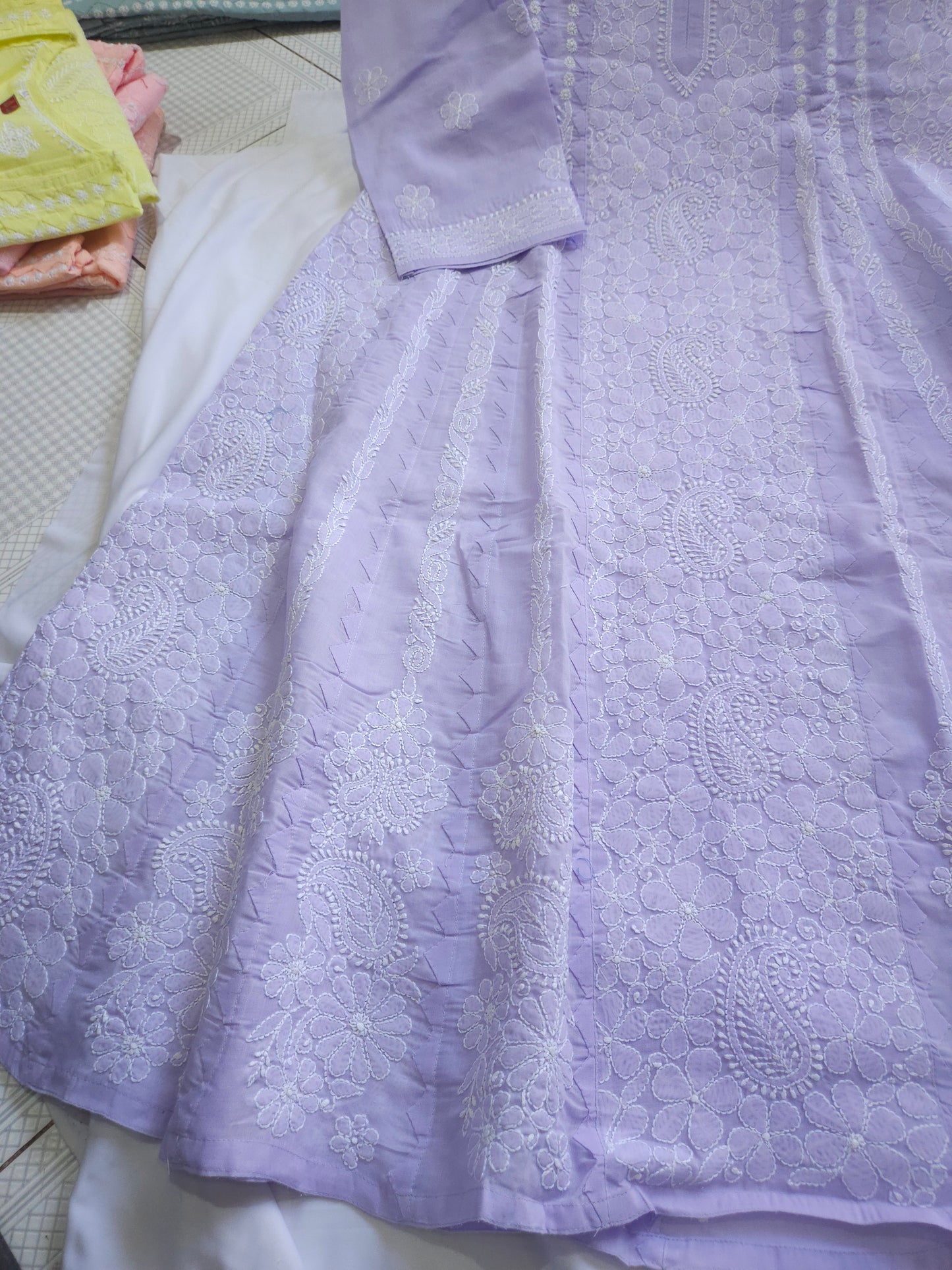 Cotton Voil Heavy Daraz Chikankari Anarkali Stitched