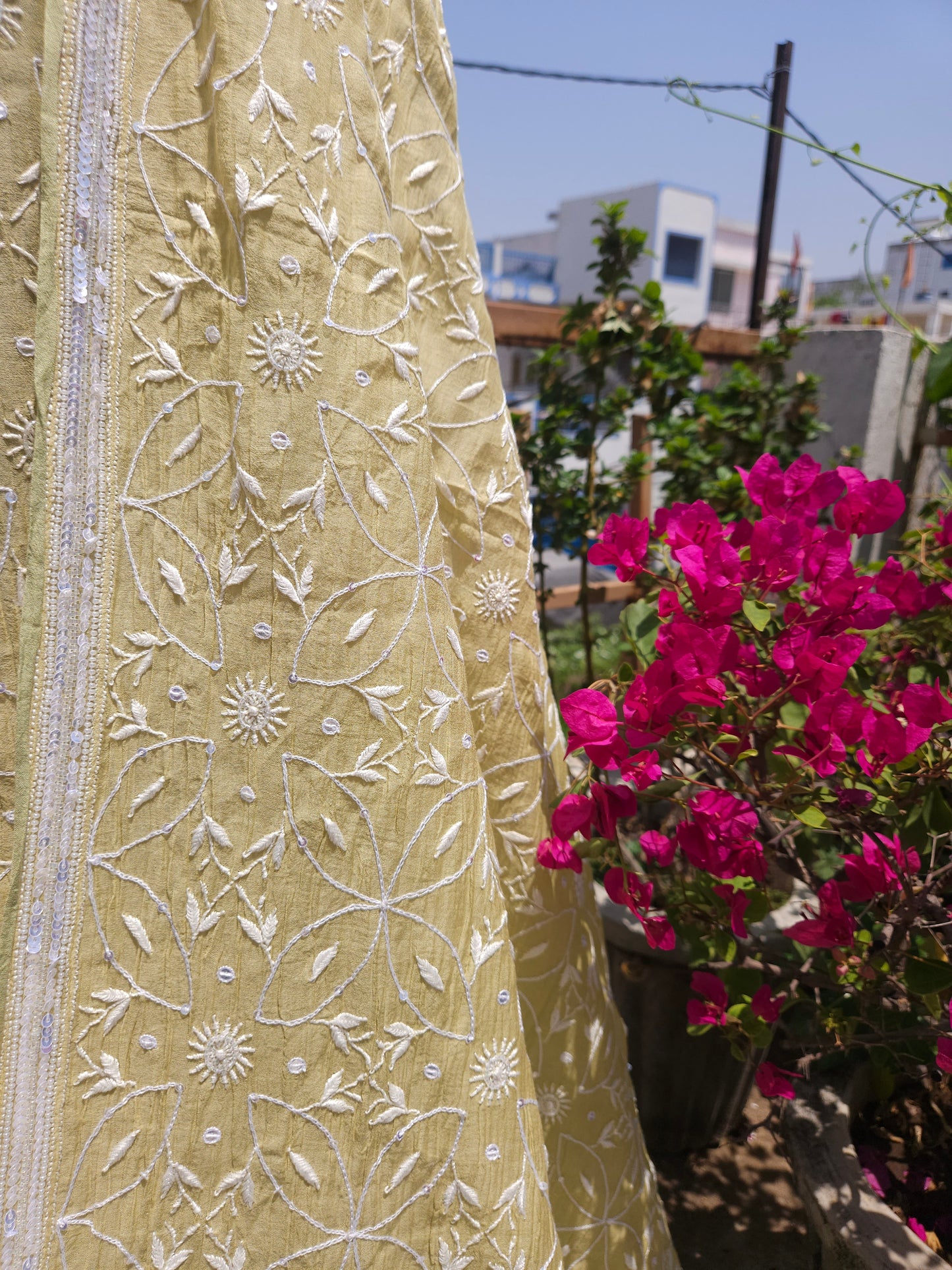 Malmal Chanderi Full Jaal 2piece Semistiched Suit
