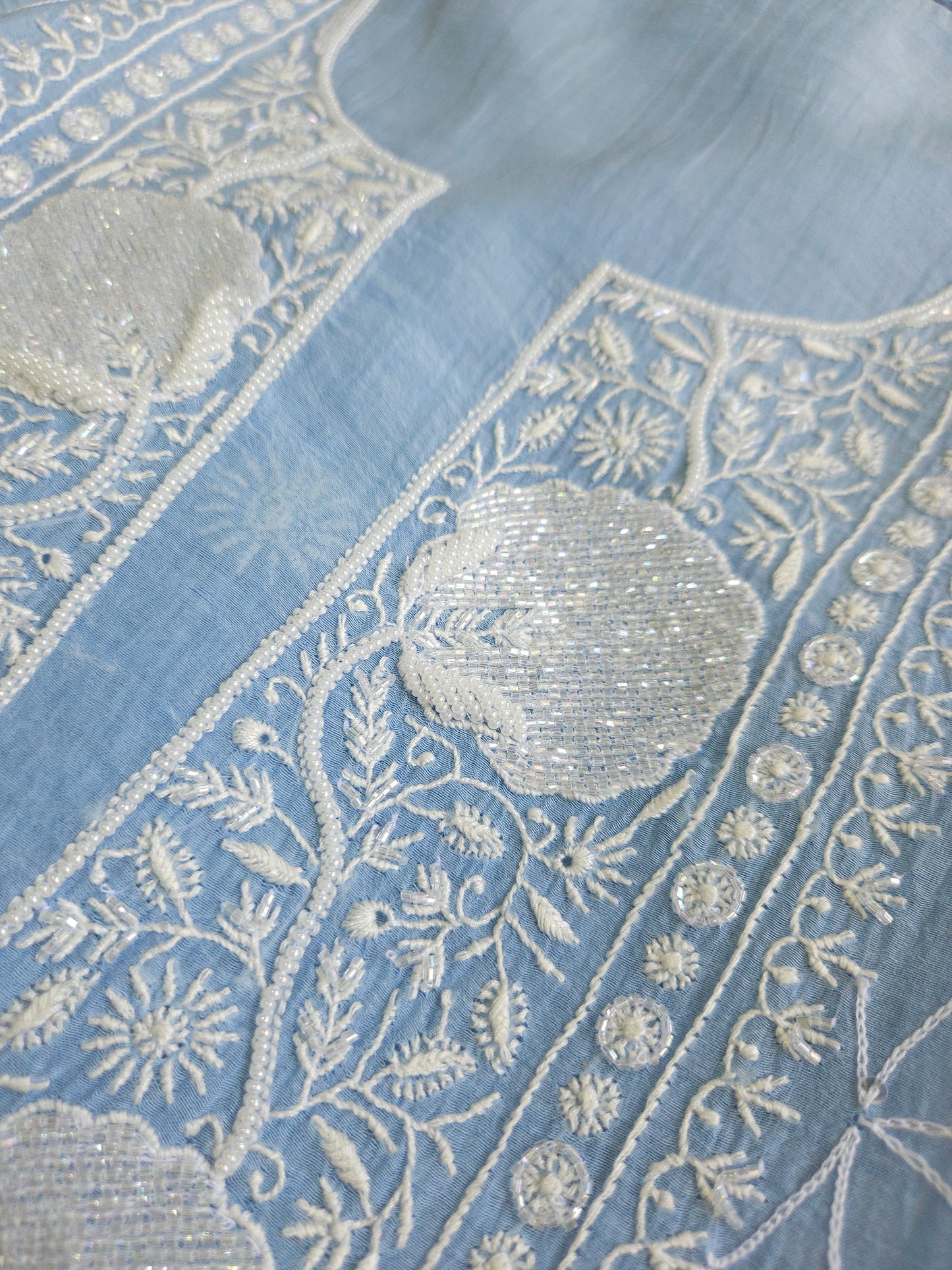 Malmal Chanderi Full Jaal 2Piece Semistiched Suit
