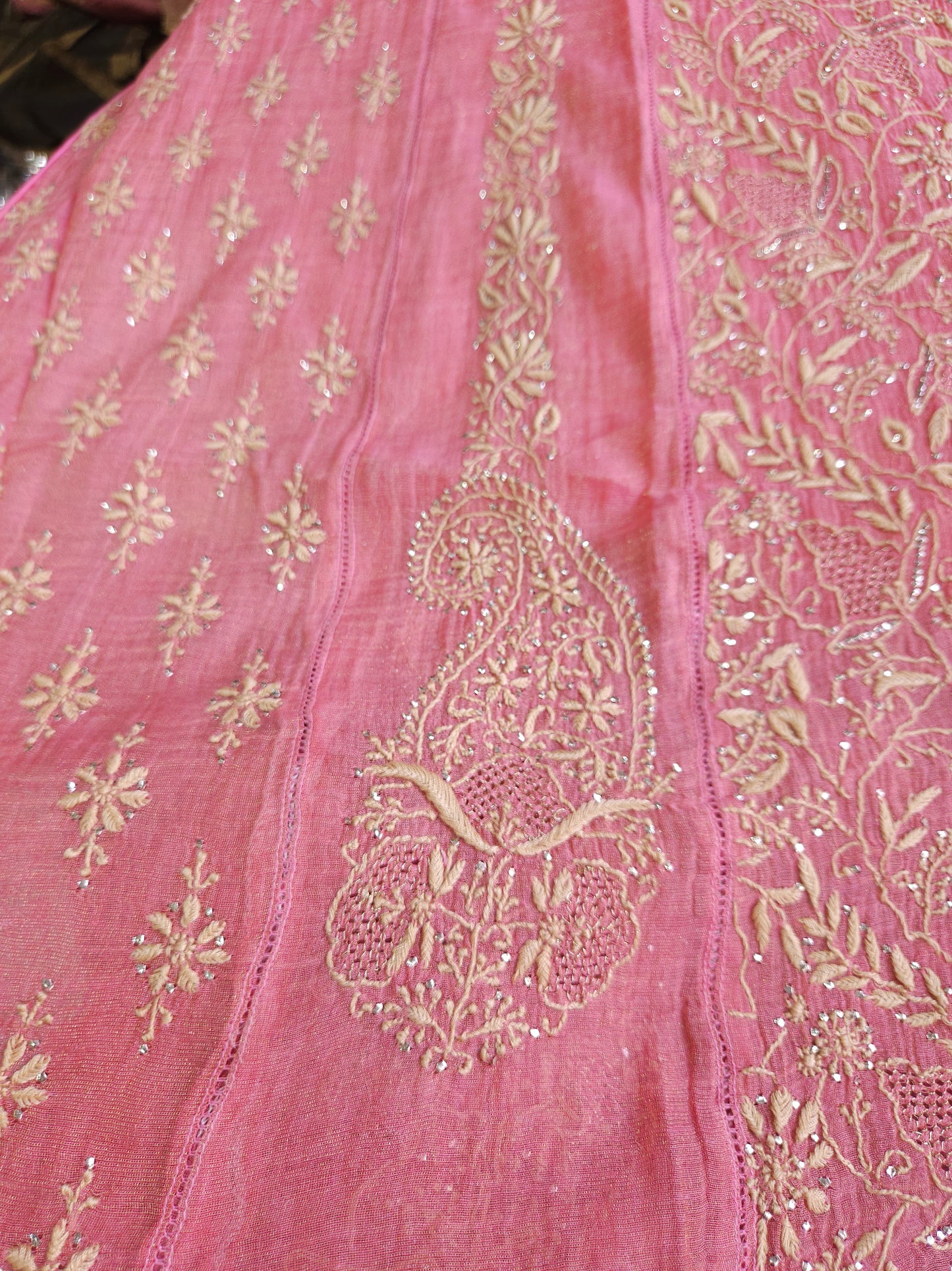 Pure Zari Tissue 2piece Aline Chikankari Suit