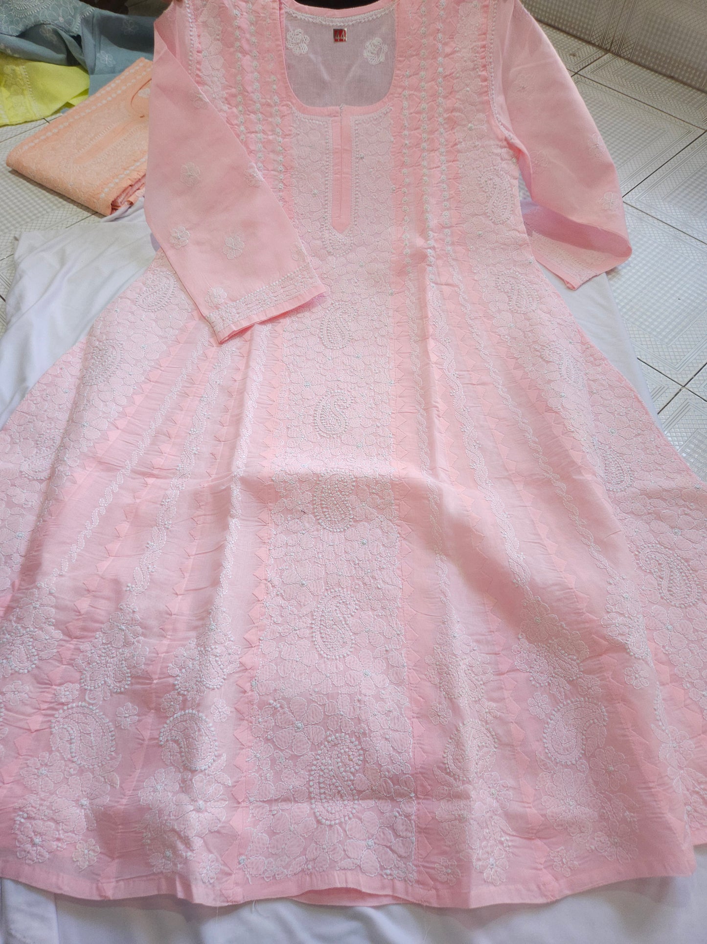 Cotton Voil Heavy Daraz Chikankari Anarkali Stitched