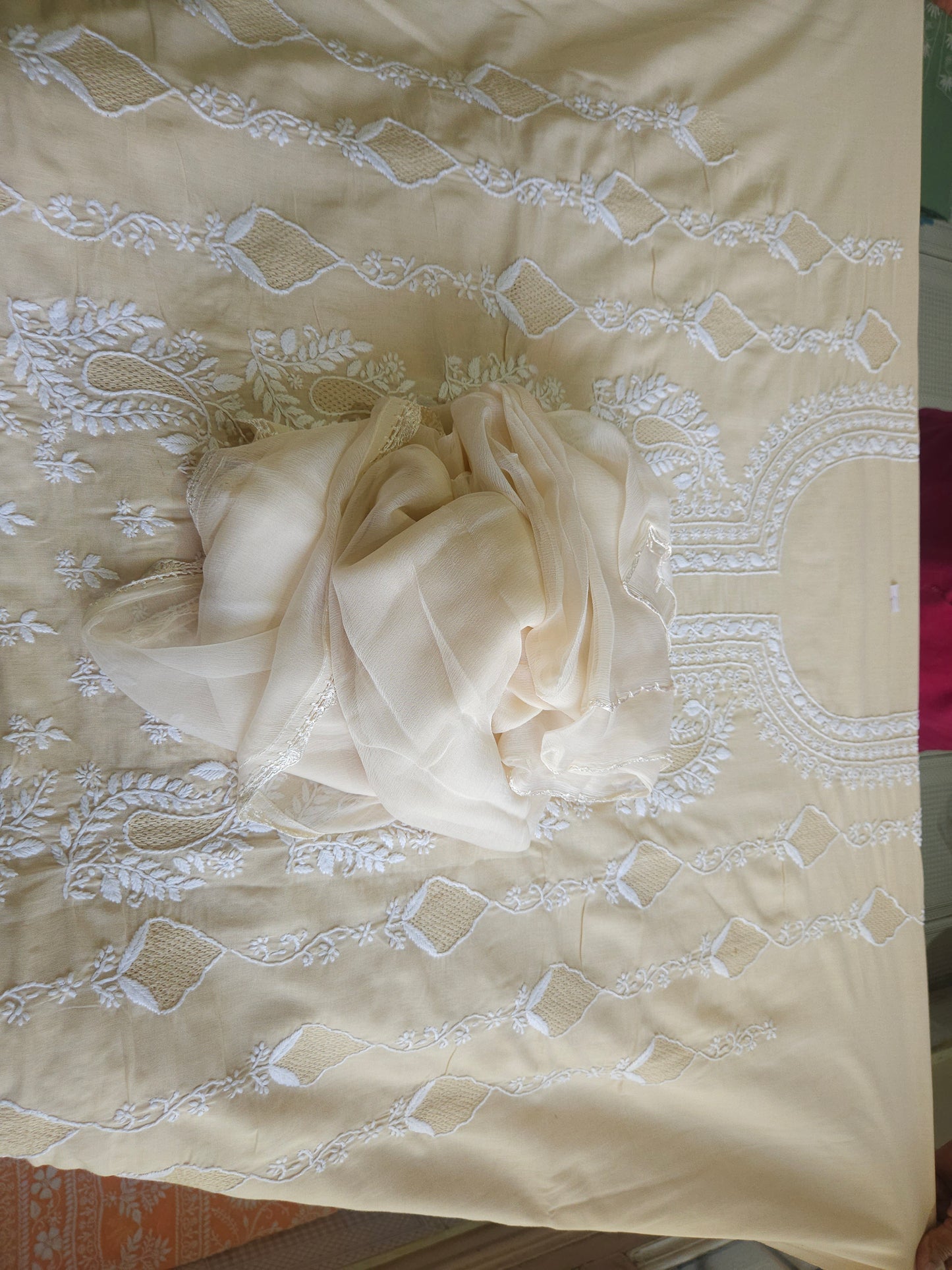 Soft Cotton 3Piece Unstiched Chikankari Suit