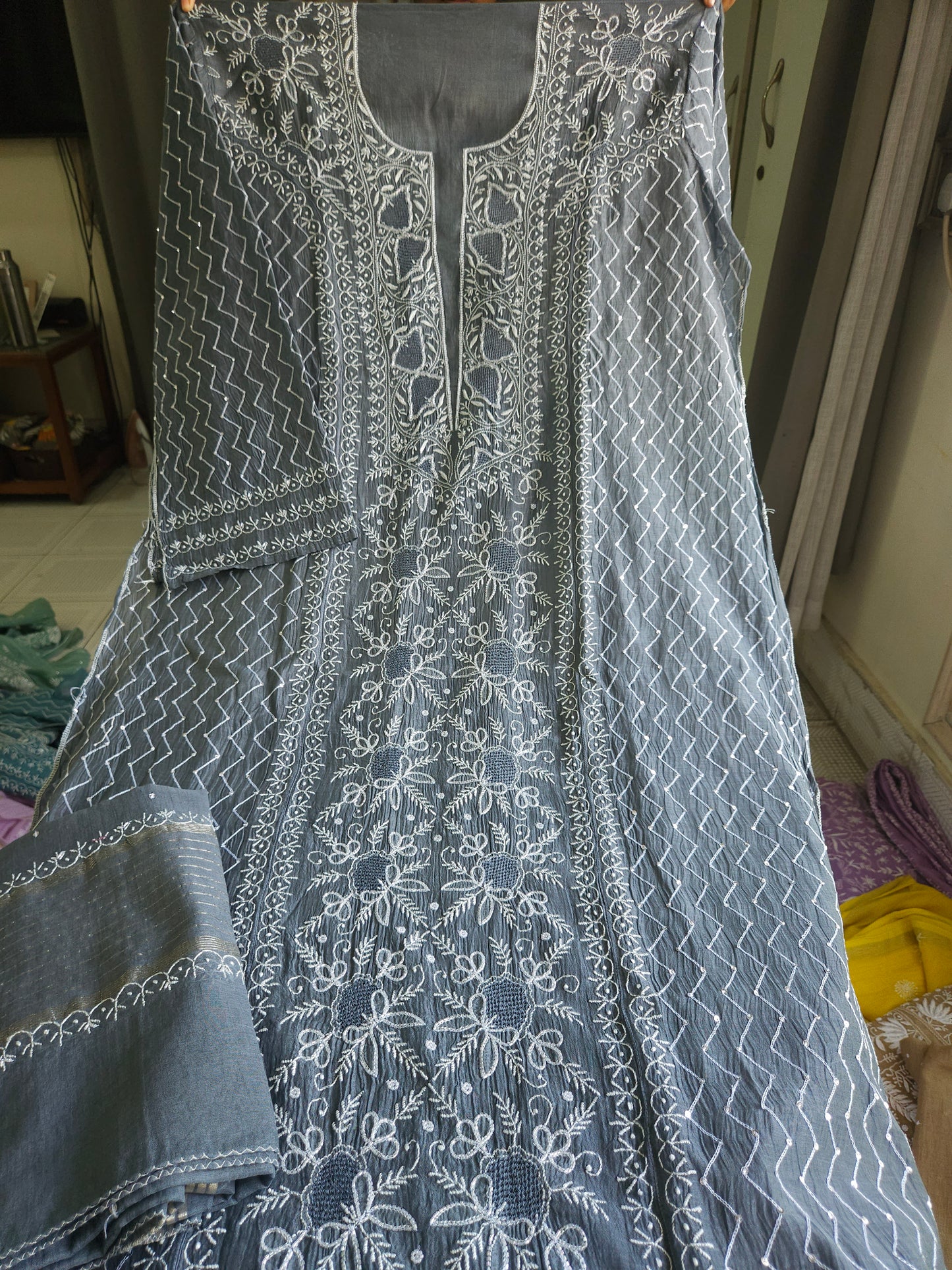 Malmal Chanderi 2Piece Semistiched Suit