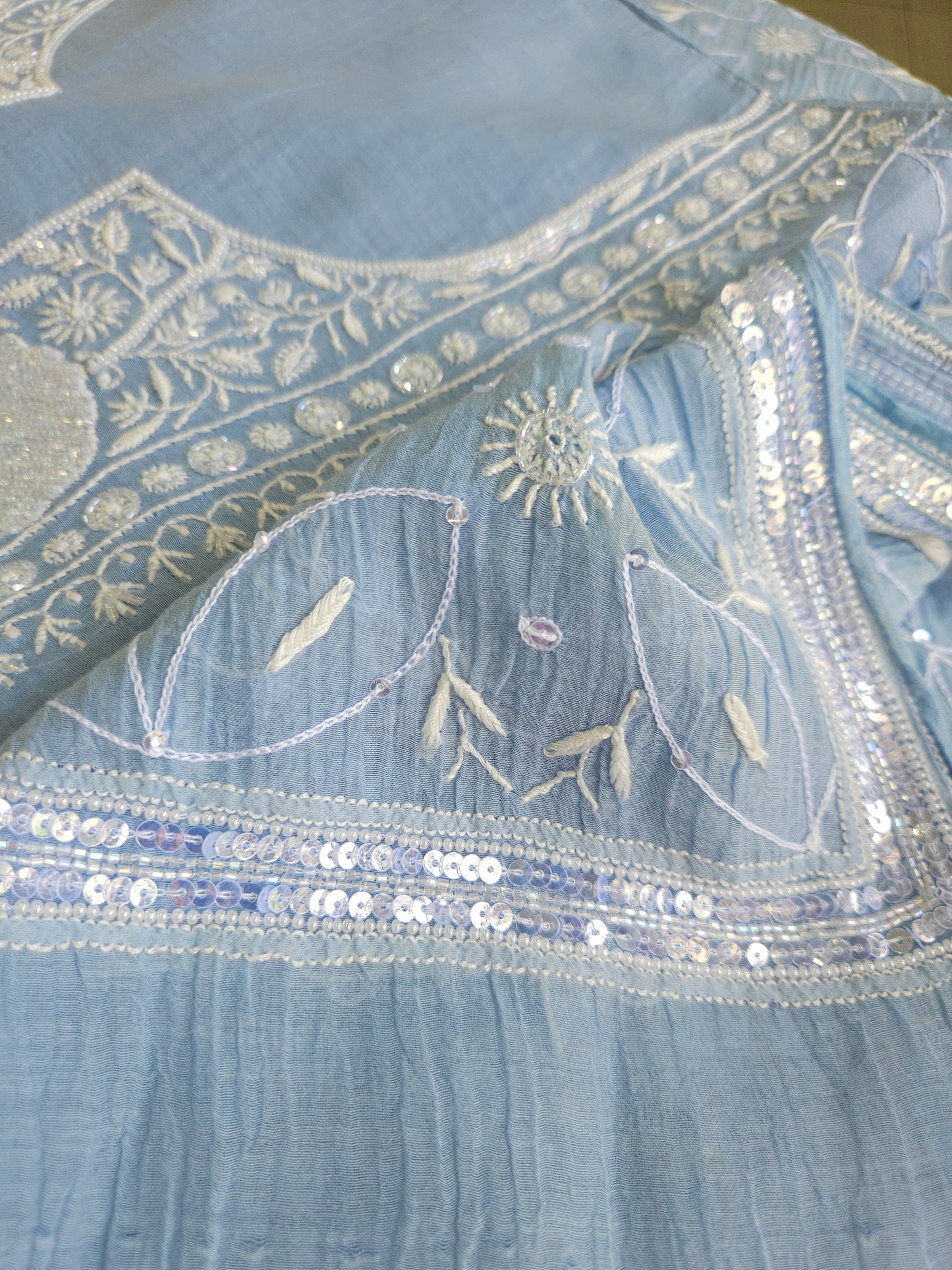 Malmal Chanderi Full Jaal 2Piece Semistiched Suit
