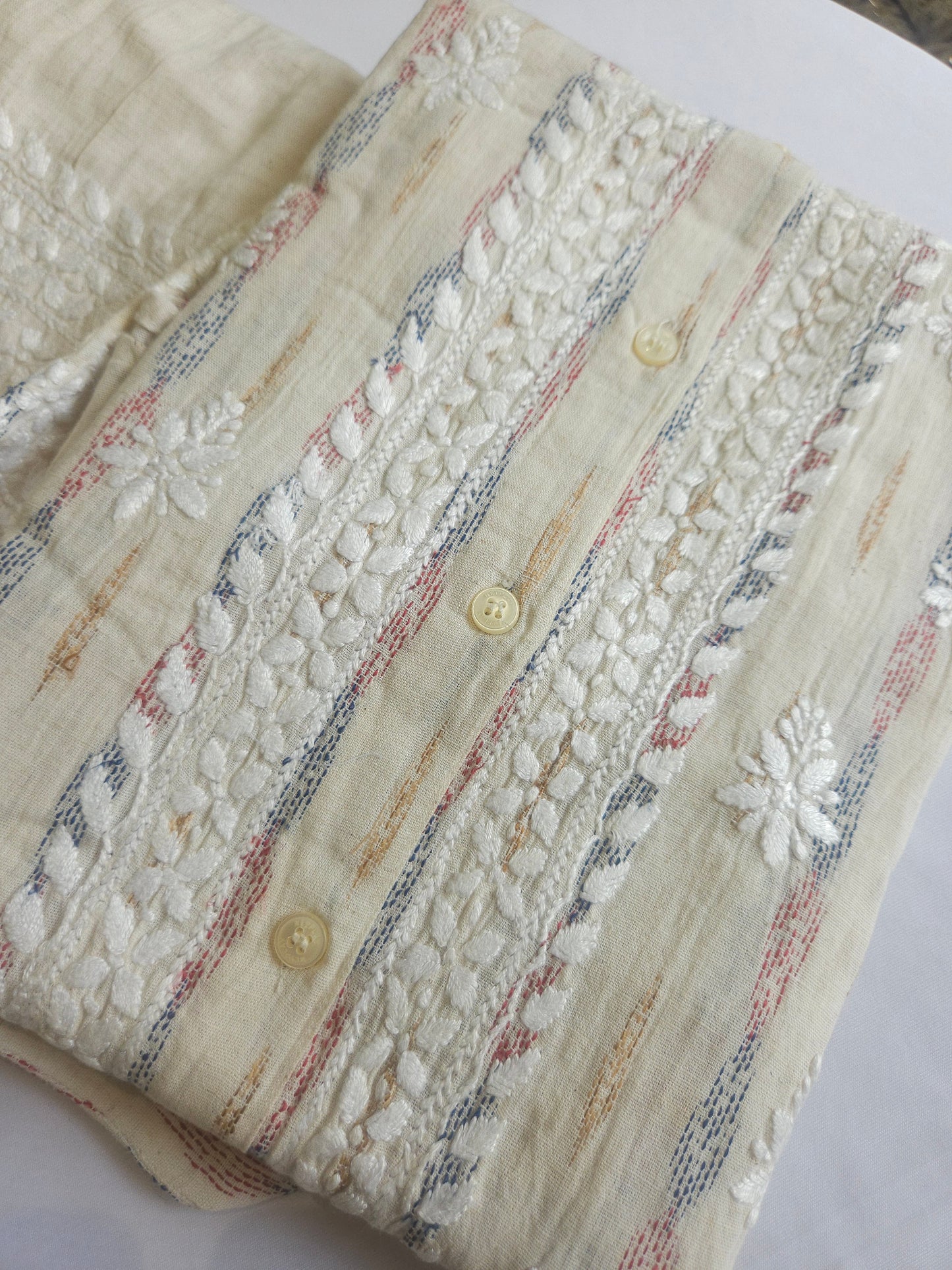 Ikkat Cotton Chikankari Coord Set 2piece Stitched