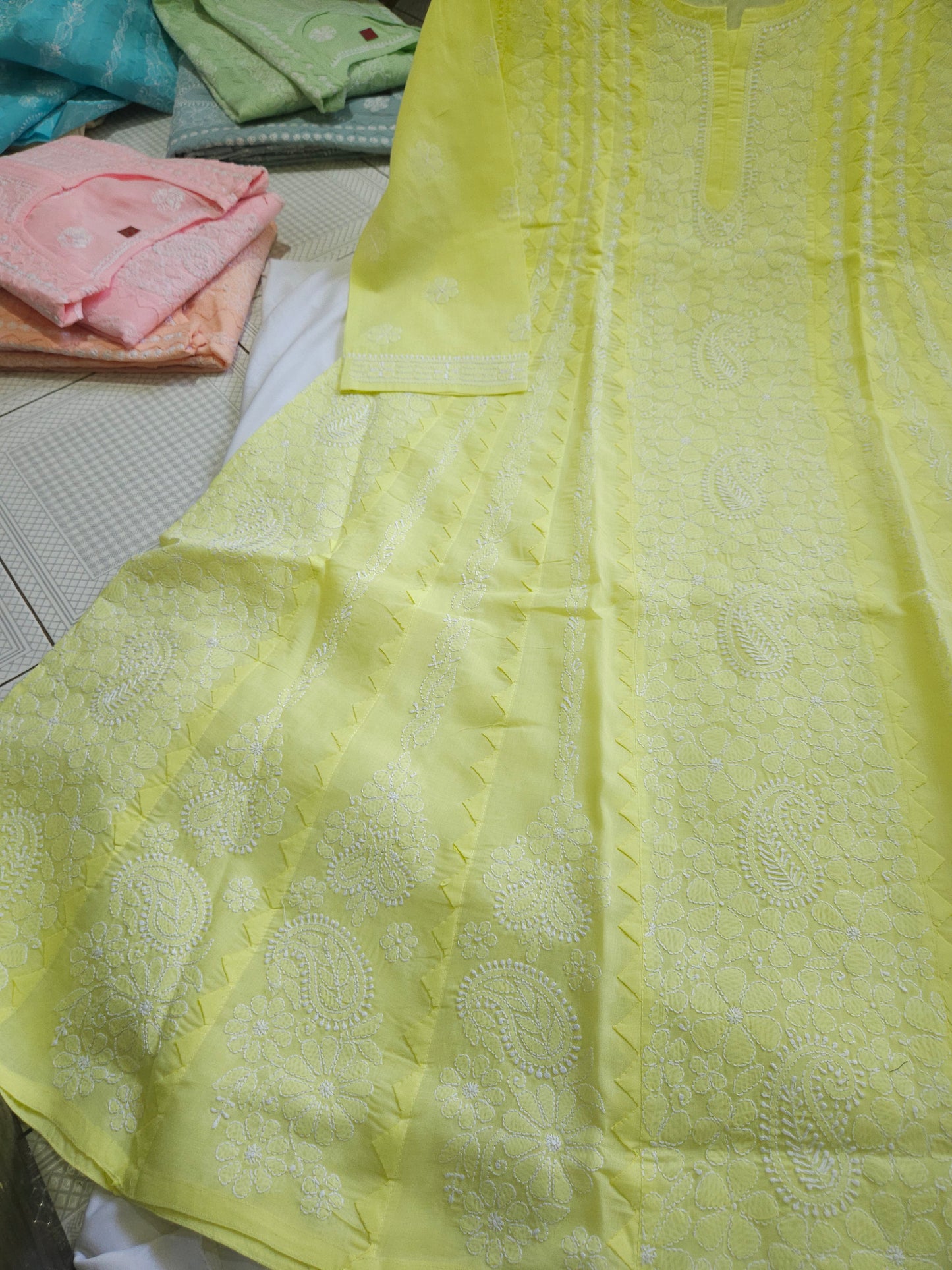 Cotton Voil Heavy Daraz Chikankari Anarkali  Stitched